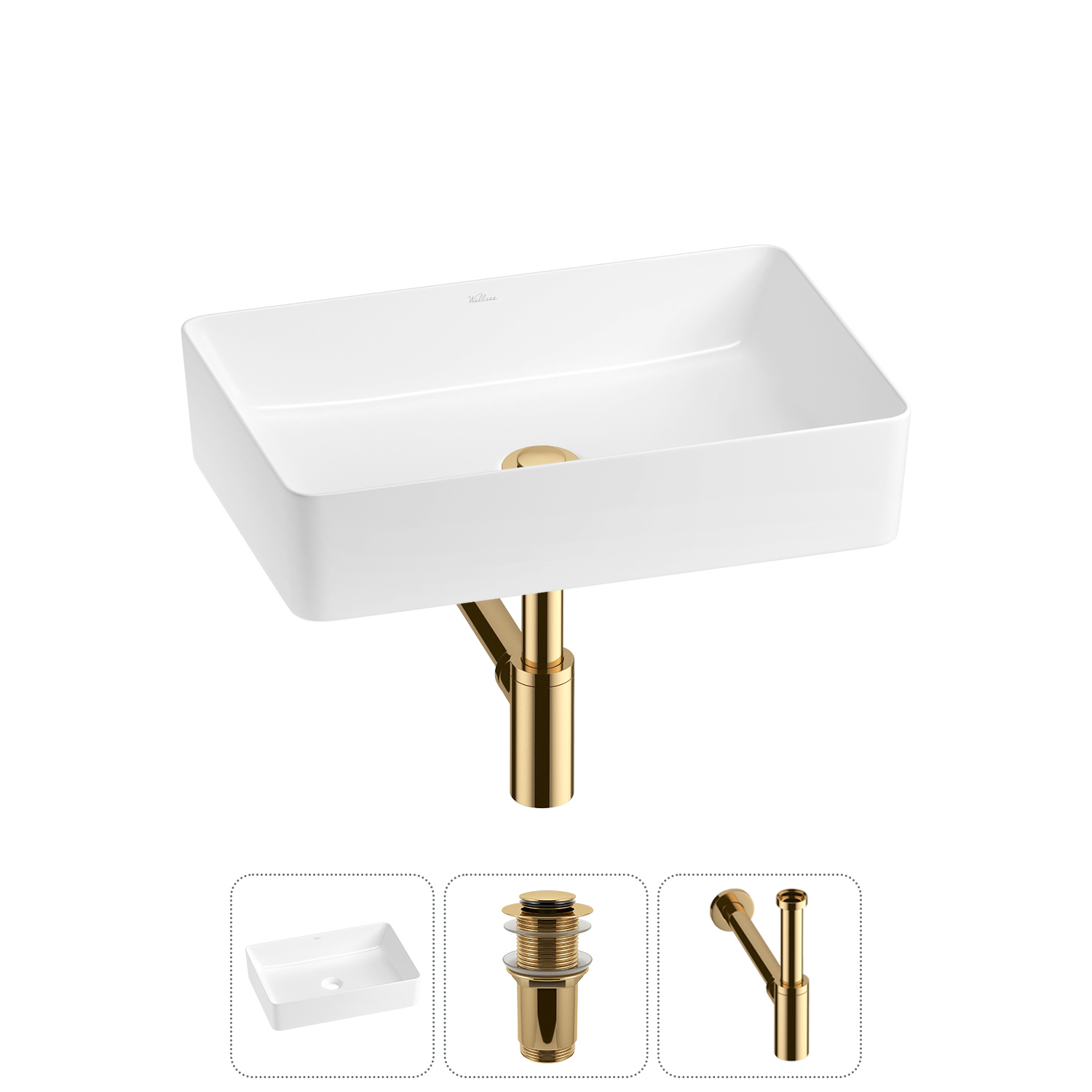 Изображение товара Раковина Wellsee freedom 2.0 20214445R 50 см с сифоном и донным клапаном