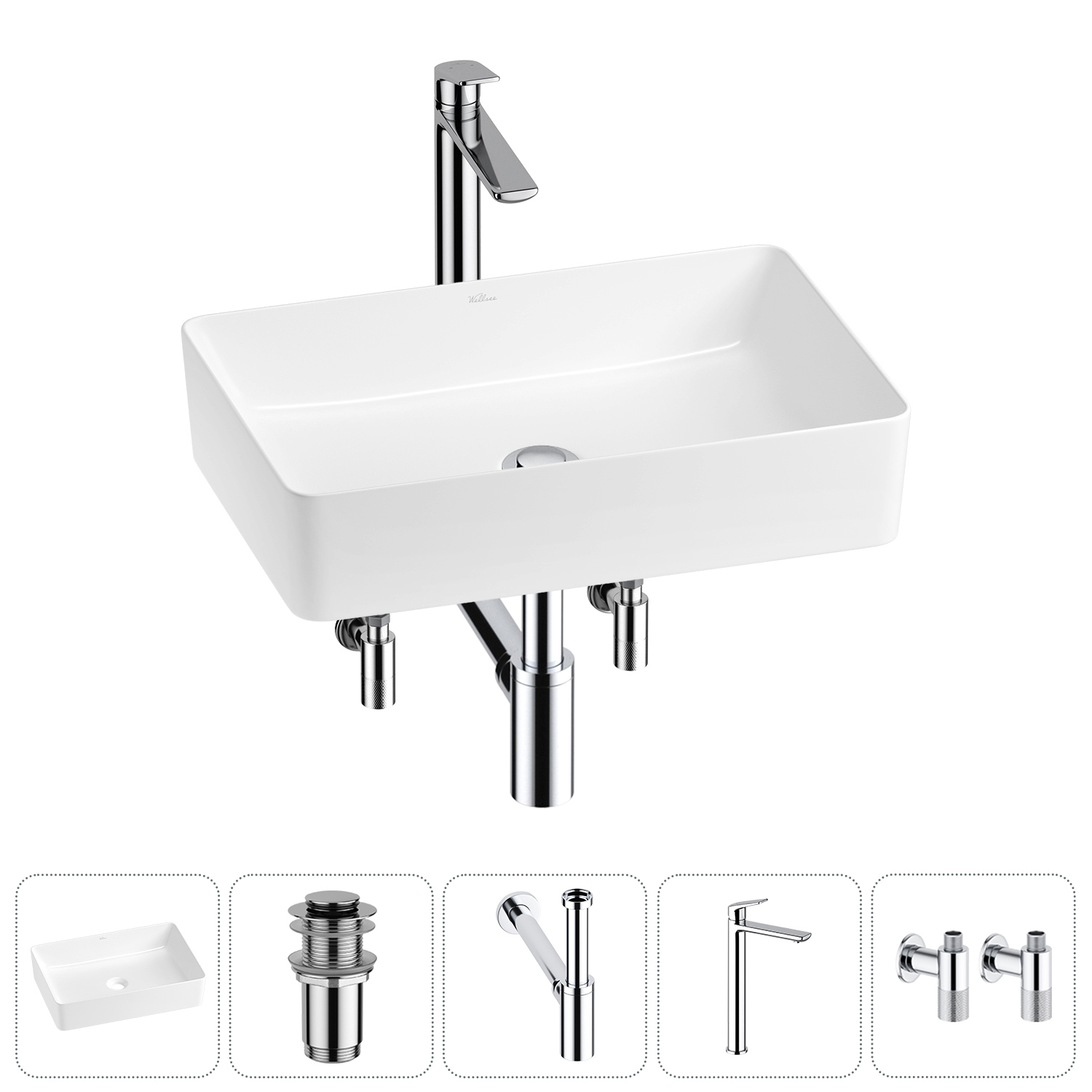 Изображение товара Раковина Wellsee freedom 2.0 20214451R 50 см с сифоном смесителем и вентиляторами