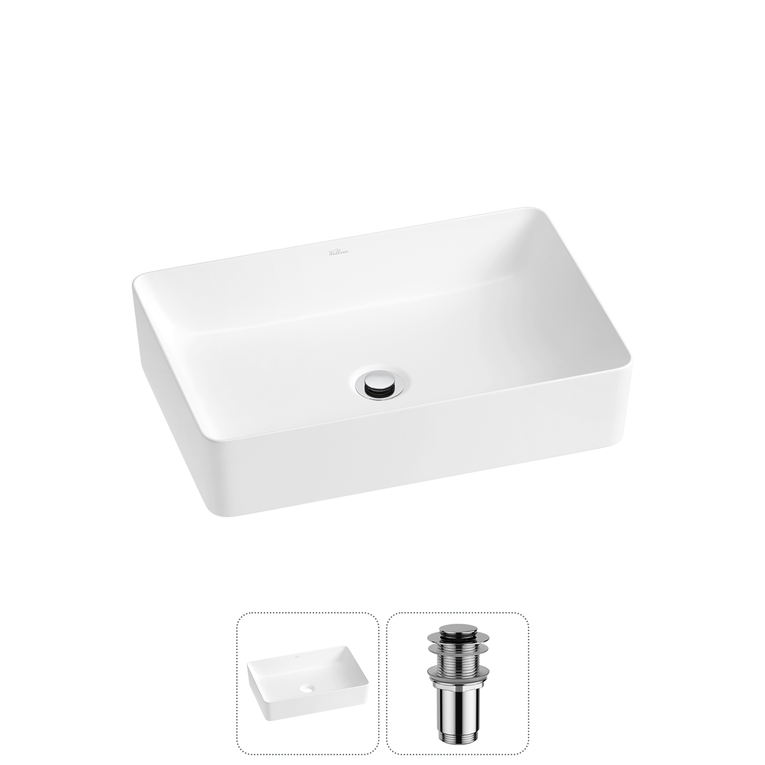 Изображение товара Раковина Wellsee freedom 2.0 20214455R 50 см матовая белая 2 в 1