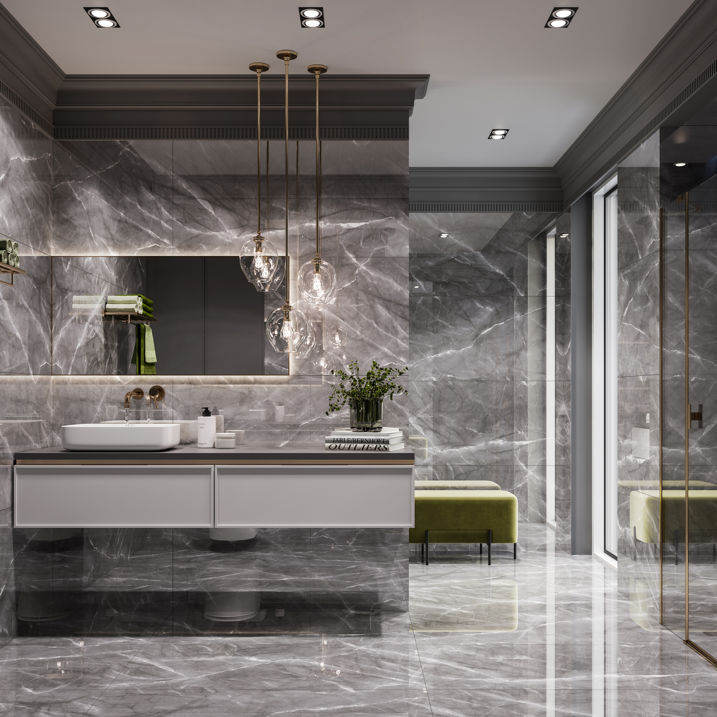 Изображение товара Керамогранит CULTO ARMANI GLOSSY 60x120 см цвет серый мрамор