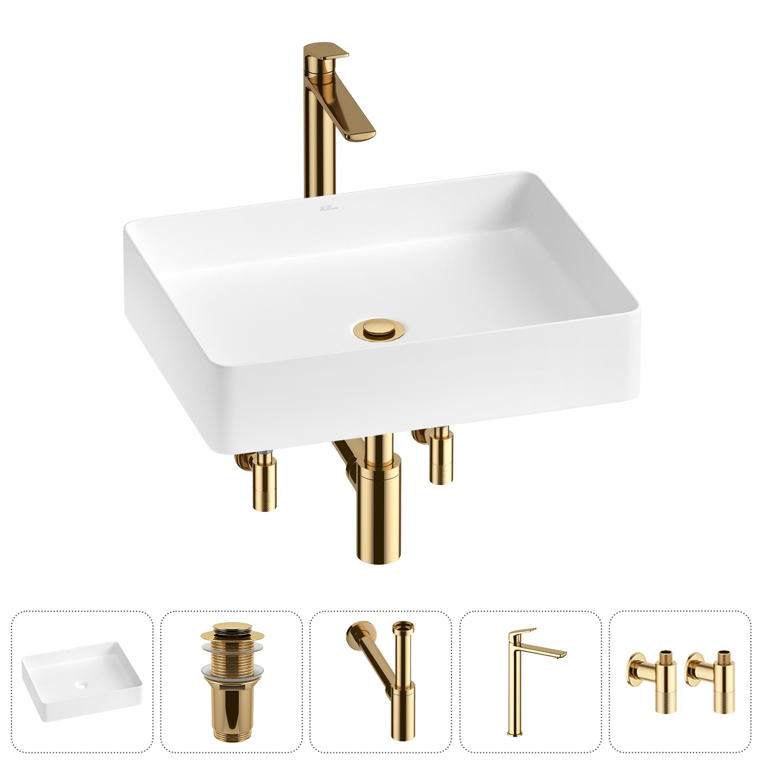 Изображение товара Раковина Wellsee freedom 2.0 51см белый комплект с сифон и смесителем