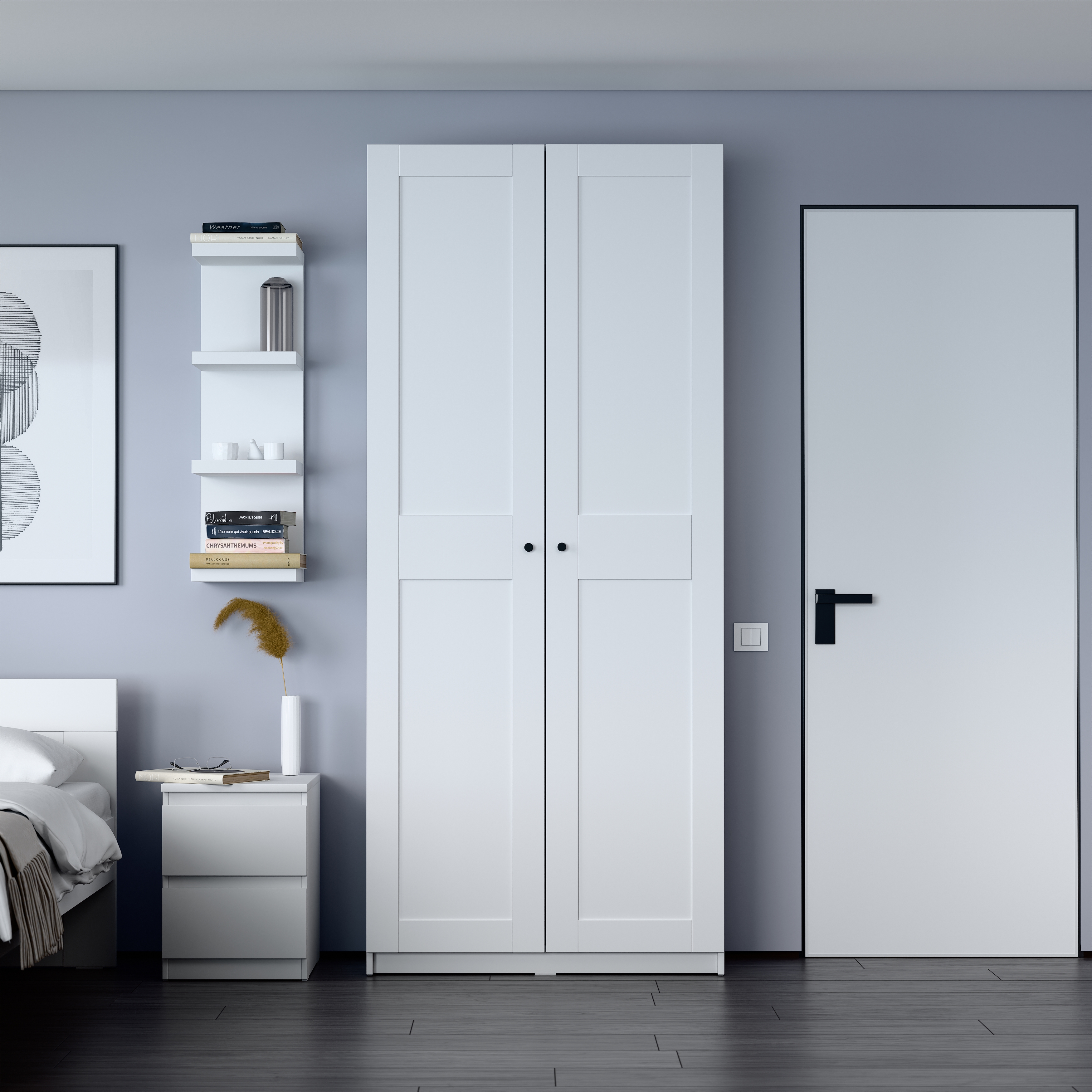 Изображение товара Шкаф для одежды Гуд Лакк Макс 2 двери 100x233x38 см из ДСП Белый