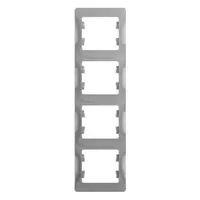 Изображение товара Рамка для розеток и выключателей Systeme Electric Glossa 4 поста цвет алюминий