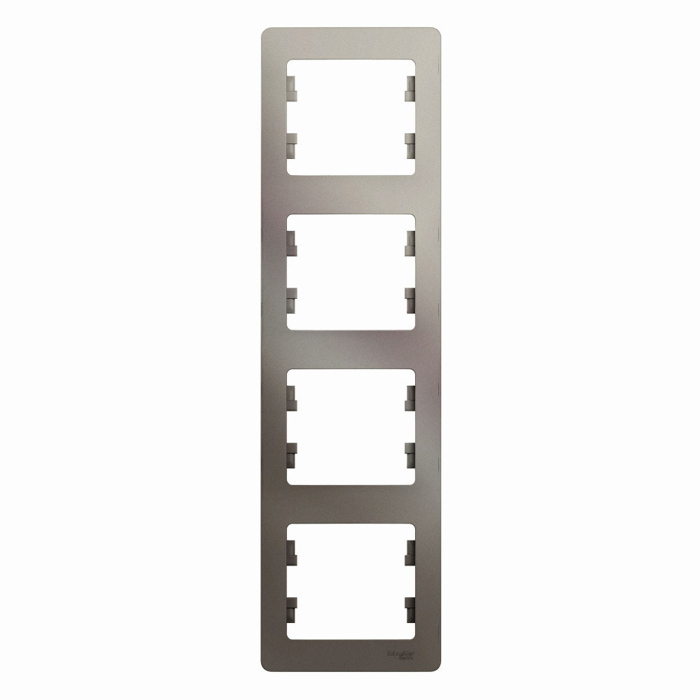 Изображение товара Рамка для розеток и выключателей Systeme Electric Glossa 4 поста цвет платина