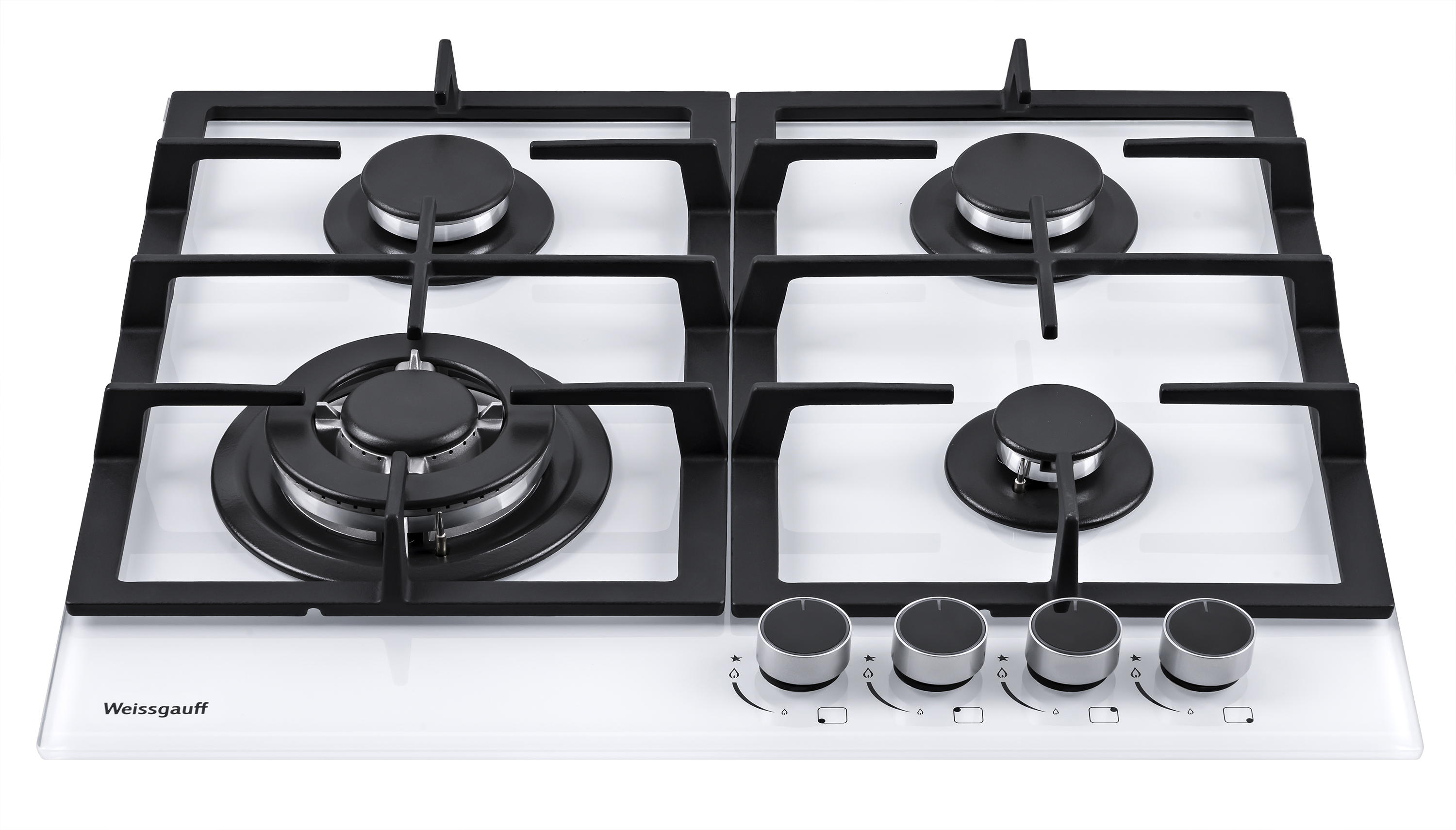 Изображение товара Газовая варочная панель Weissgauff HGRG 641 WG 4 конфорки белое закаленное стекло