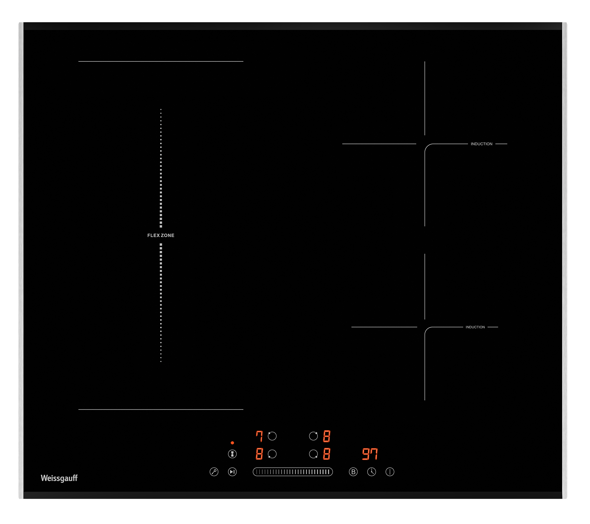 Изображение товара Индукционная варочная панель Weissgauff HI 643 BFZG 4 конфорки 60 см мощность 7200 Вт