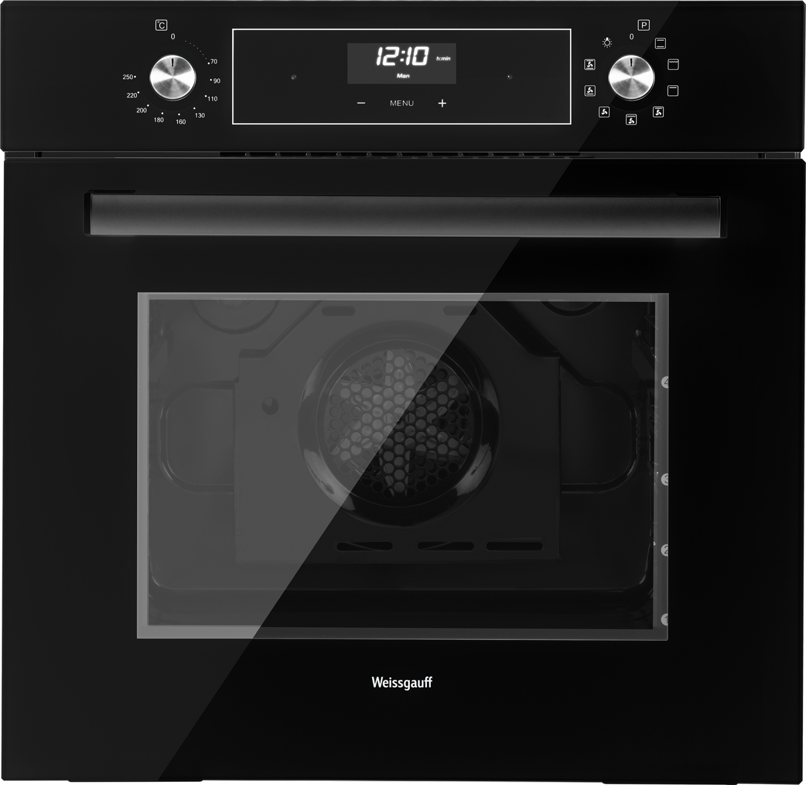 Изображение товара Электрический встраиваемый духовой шкаф Weissgauff EOA 39 PDB 60х59.5 см черный