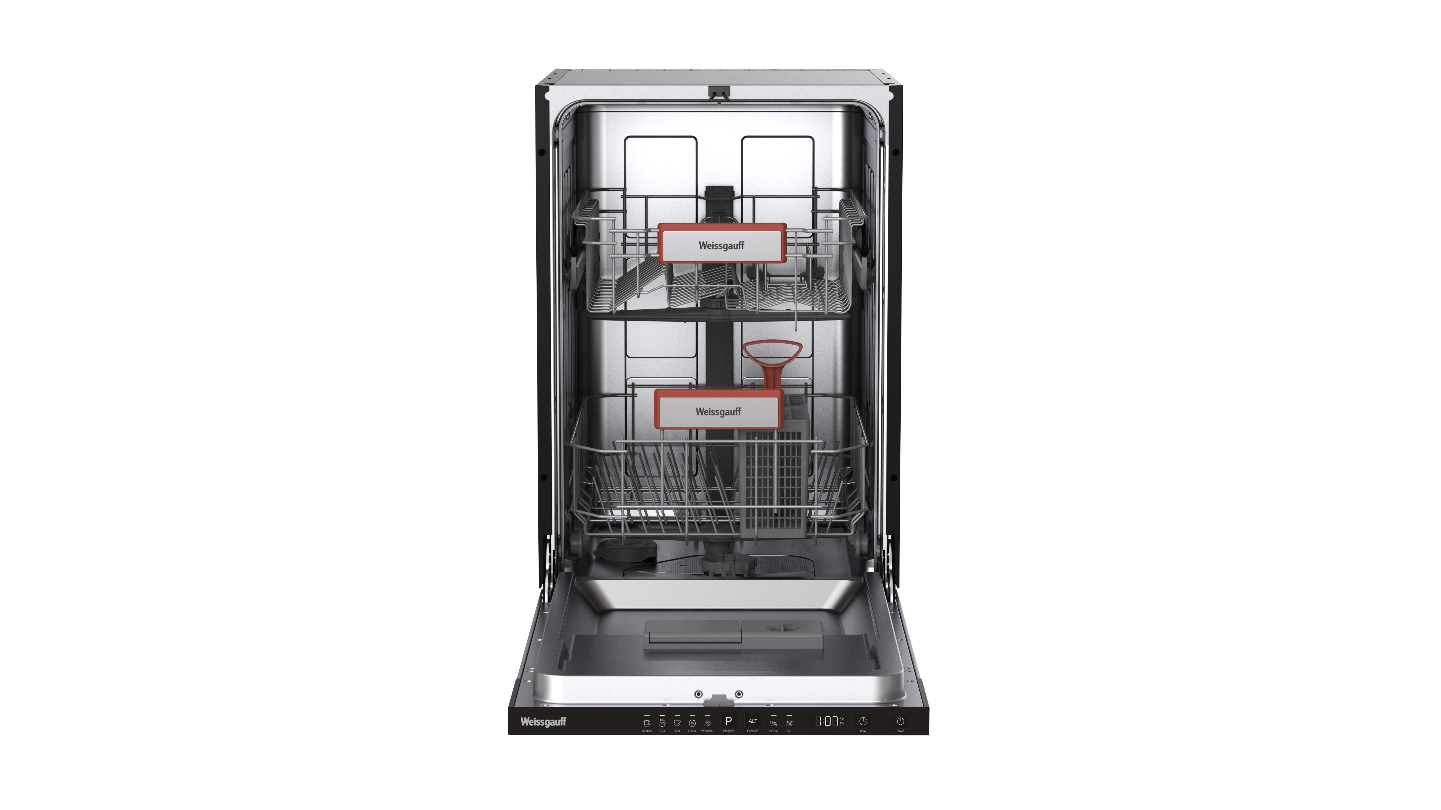 Изображение товара Встраиваемая посудомоечная машина Weissgauff BDW 4525 D Infolight 45 см 5 программ черный