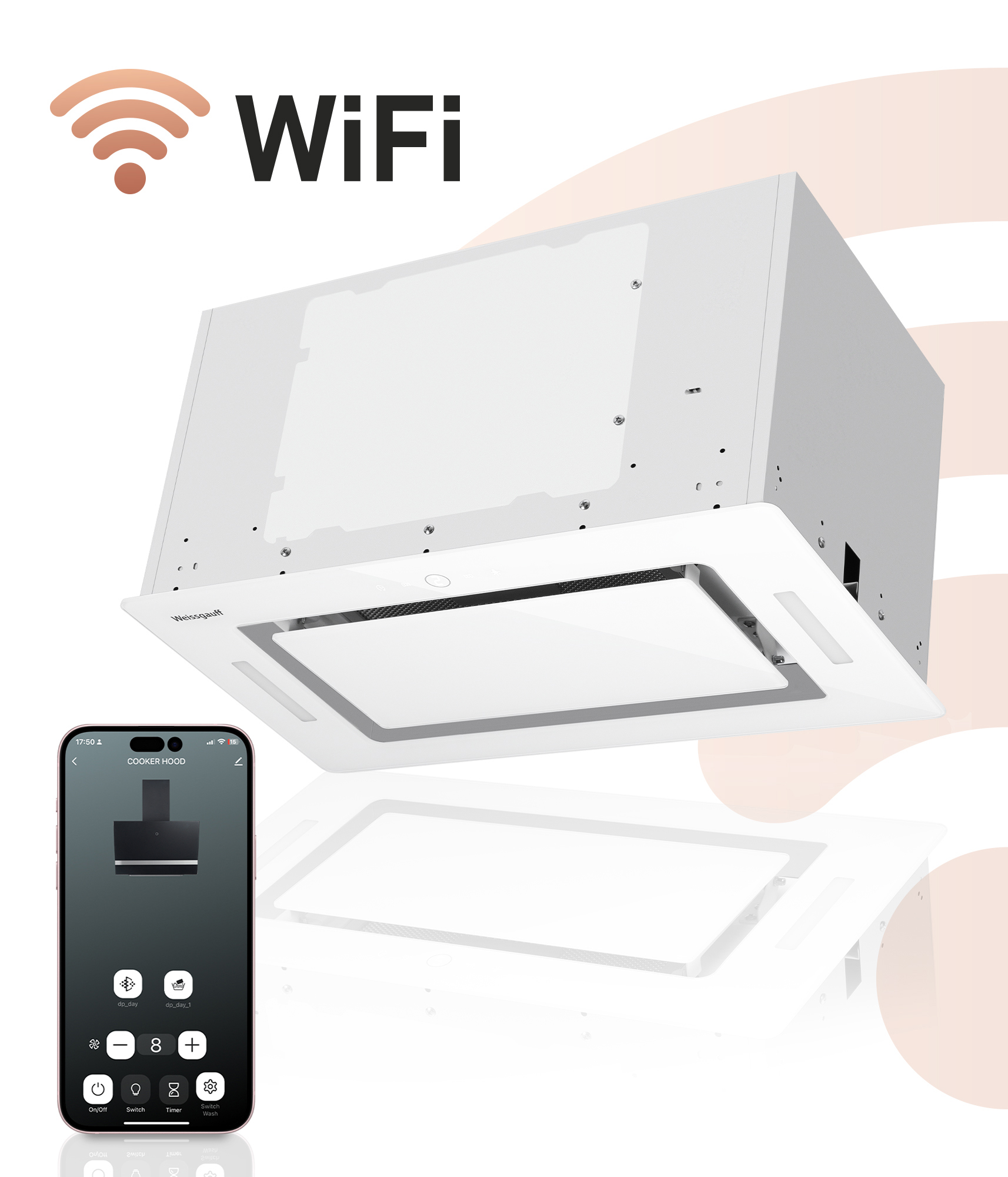 Изображение товара Вытяжка Weissgauff 1350 WH Premium Touch Inverter WI-FI 52 см цвет белый