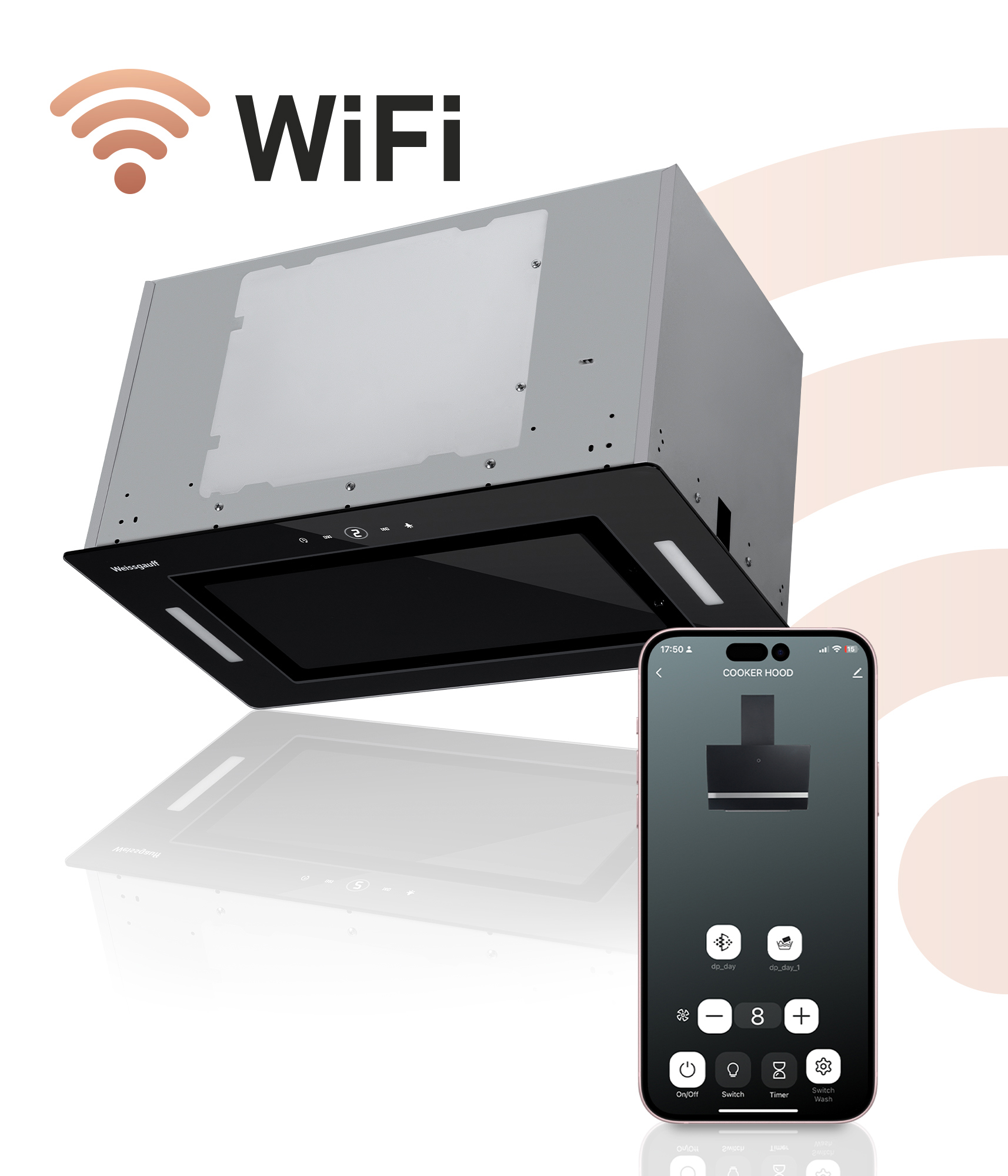 Изображение товара Вытяжка Weissgauff 1350 BL Premium Touch Inverter WI-FI 52 см цвет черный