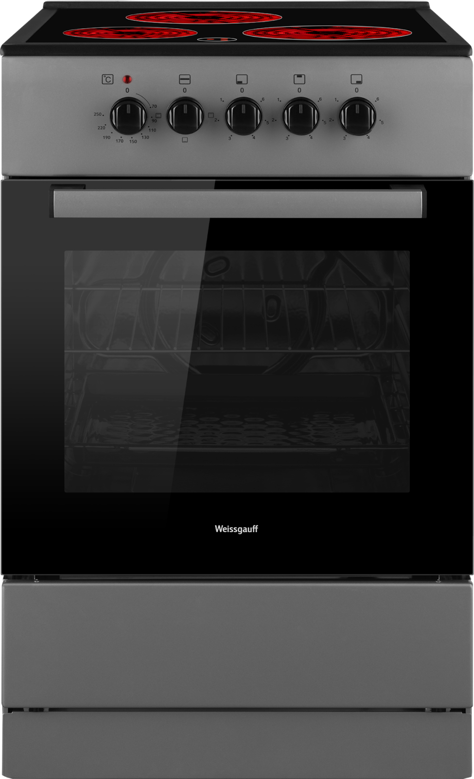 Изображение товара Электрическая плита с духовкой Weissgauff WES E2V05 S 50x85 см серебристая