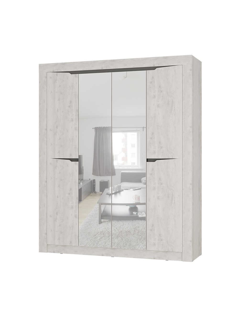 Изображение товара Шкаф распашной Bts МС Леонардо с 4 дверями 180x217.6x51.4 см ЛДСП цвет бетон пайн светлый/графит