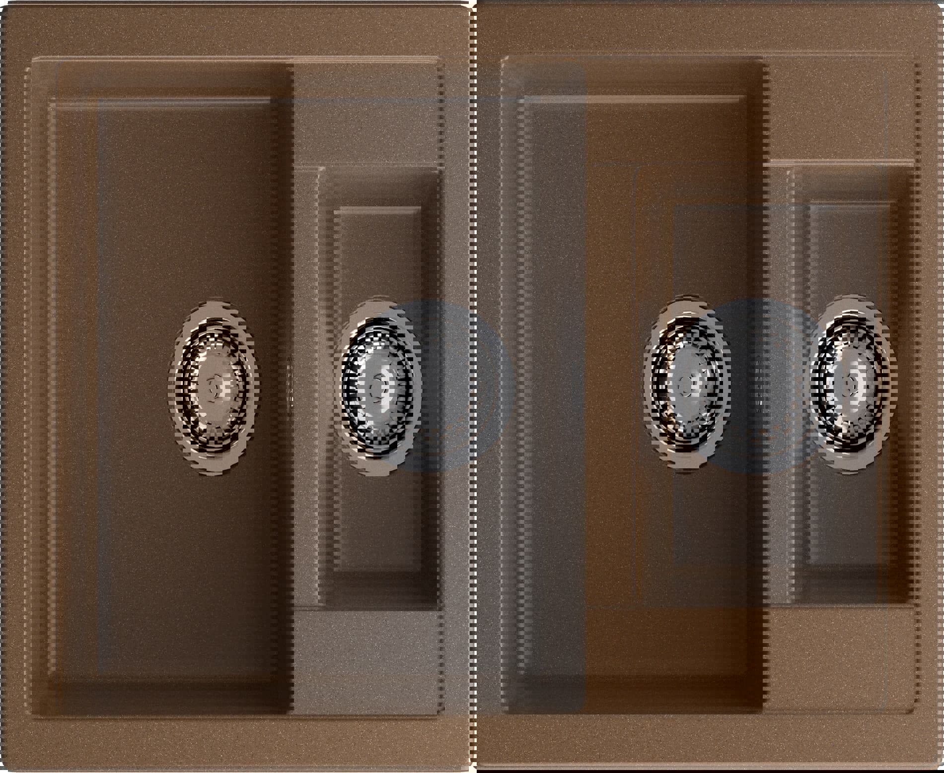 Изображение товара Мойка кухонная Эко-м 50x61 см из мрамора терракота двухчашевая врезная