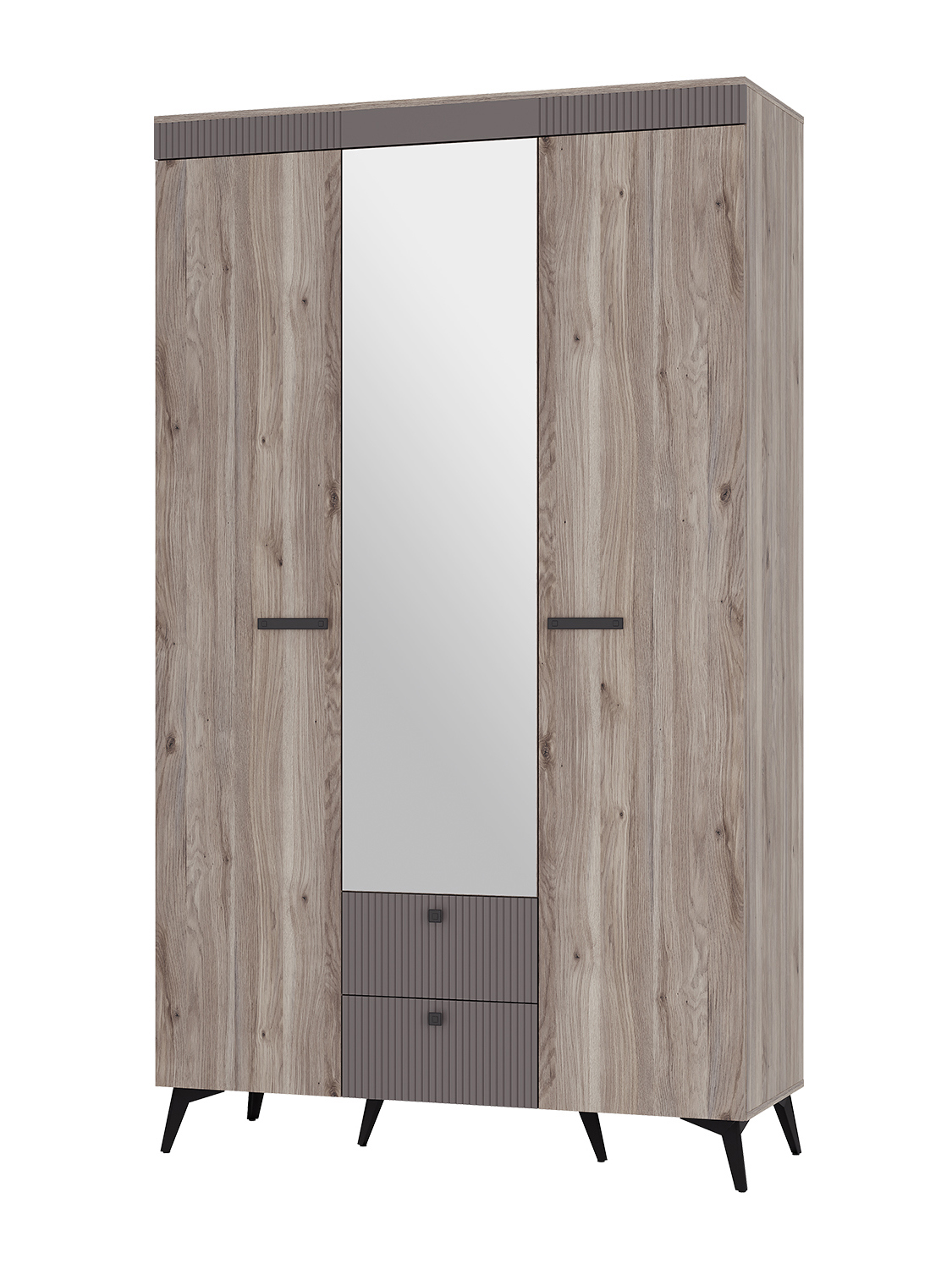 Изображение товара Шкаф распашной Bts МС Кассандра с 3 дверями 135.2x230.4x51.4 см ЛДСП цвет дуб смоки