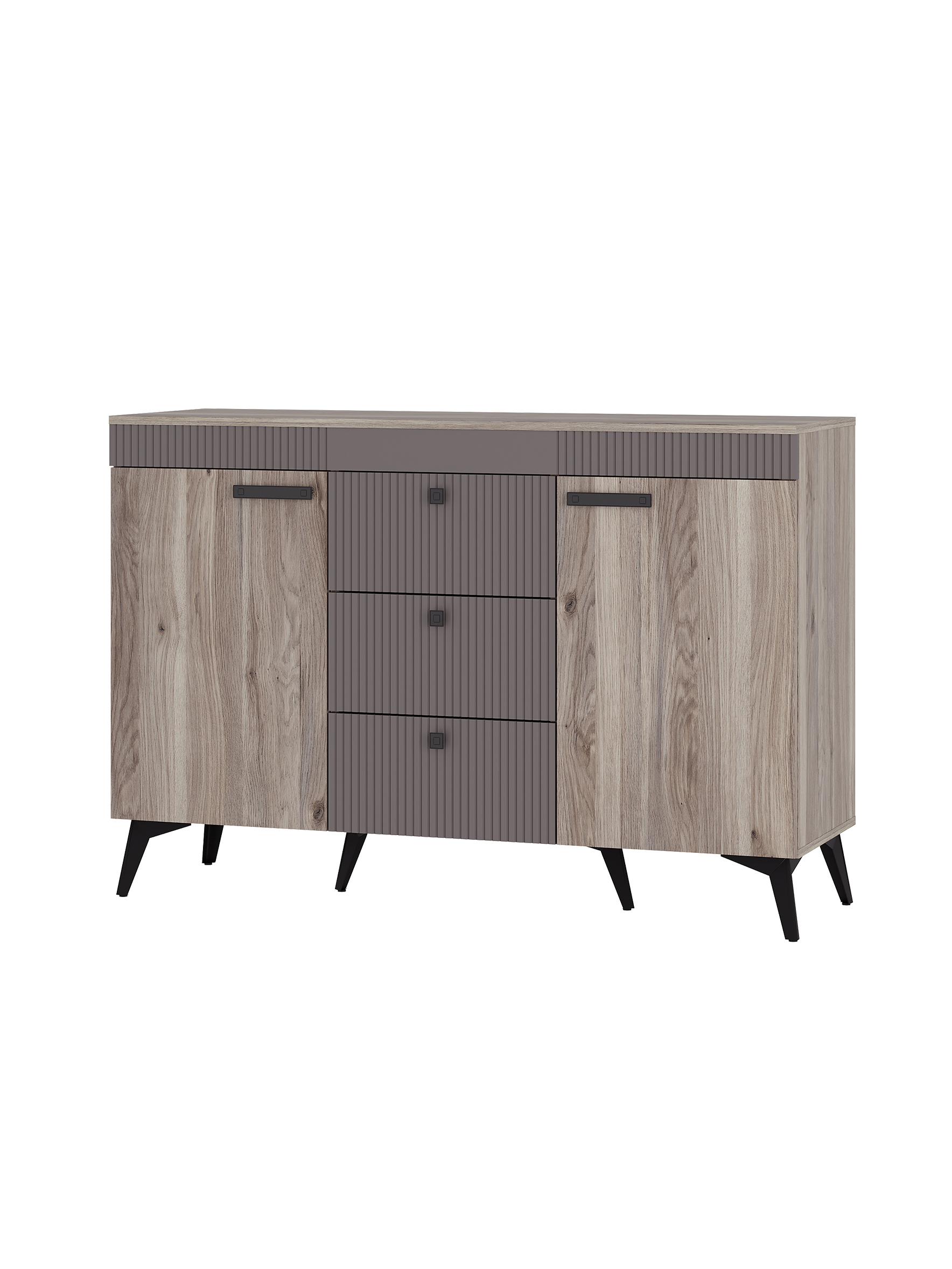 Изображение товара Комод BTS Кассандра 3 ящика дуб смоки современный стиль 135 см