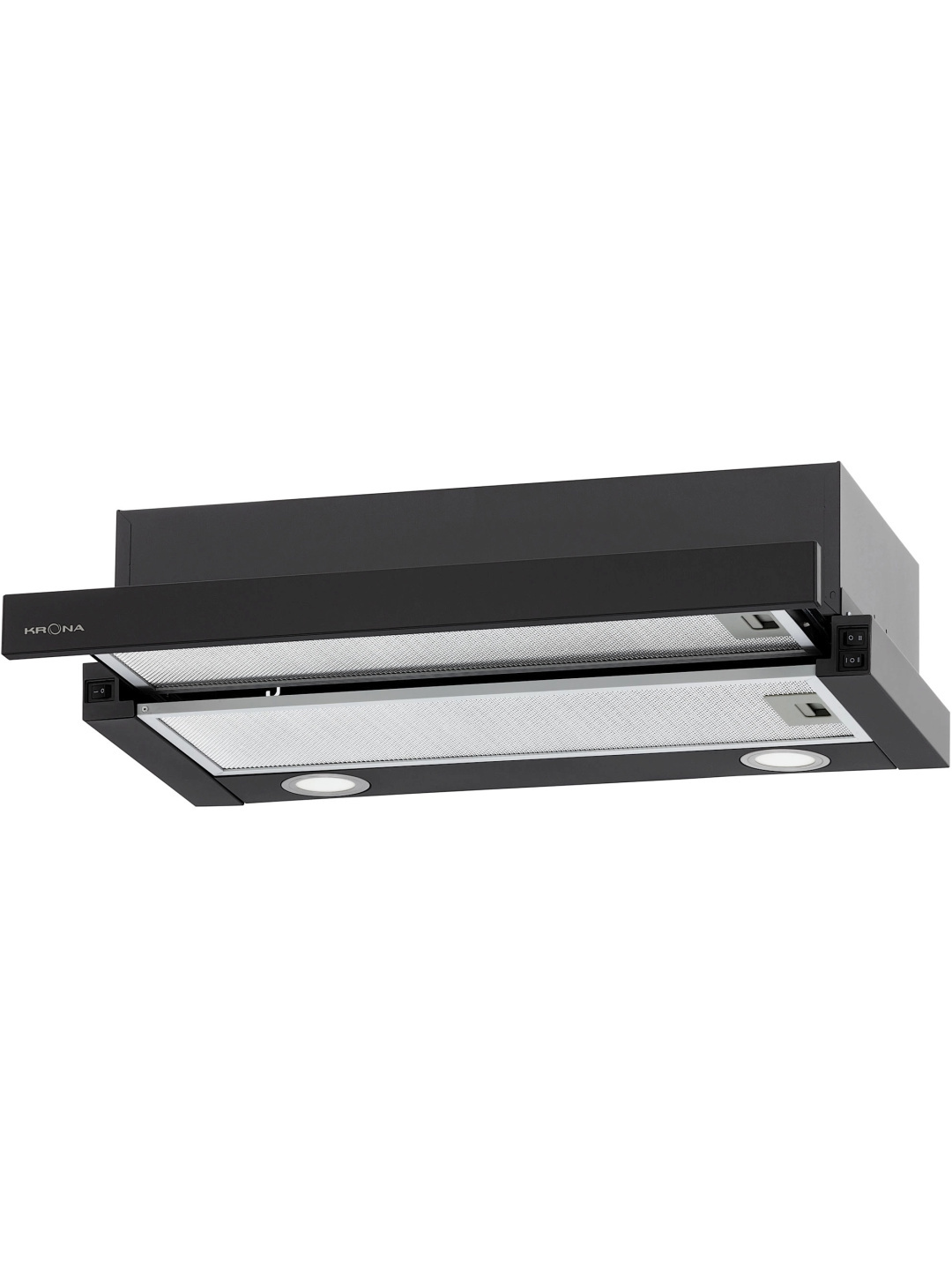 Изображение товара Вытяжка Krona KAMILLA T 600 BLACK 21 см для кухни, черный цвет, отвод