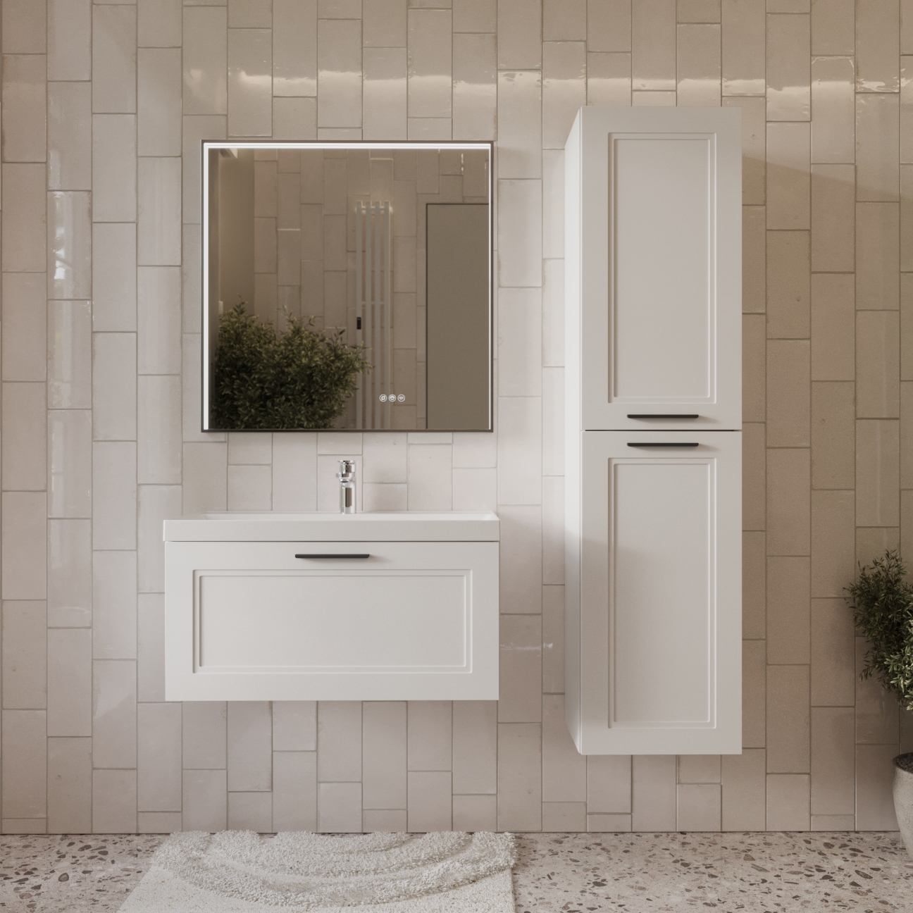 Изображение товара Тумба с раковиной для ванной Mebelvann Arcadia ARC10801900301A 80см подвесная цвет белый