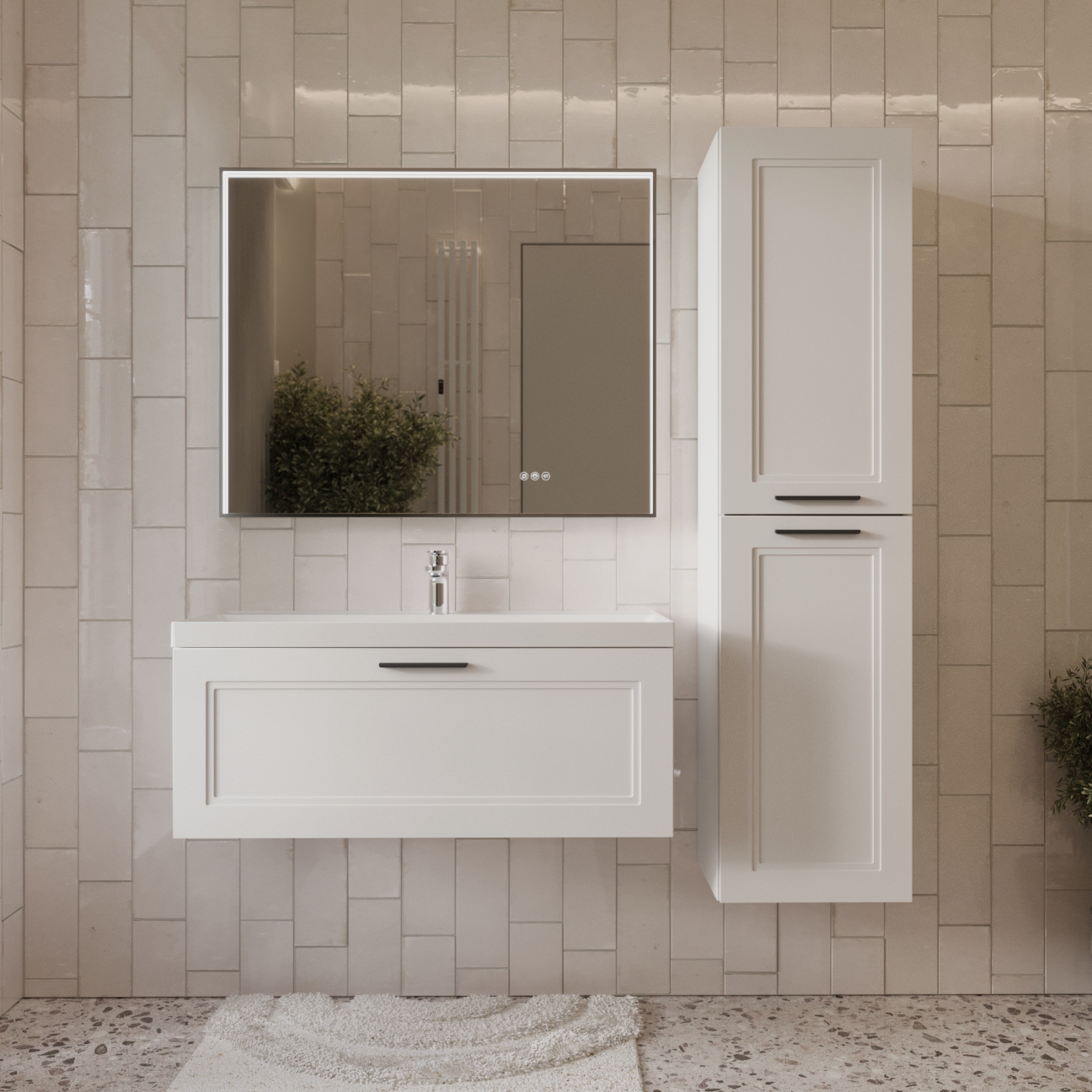 Изображение товара Тумба с раковиной для ванной Mebelvann Arcadia ARC101001900301A 100см подвесная цвет белый