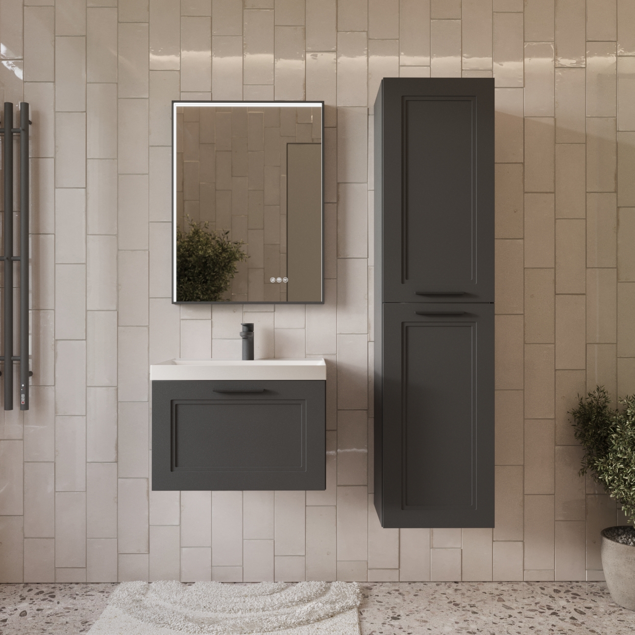 Изображение товара Тумба с раковиной для ванной Mebelvann Arcadia ARC10601701601A 60см подвесная цвет серый