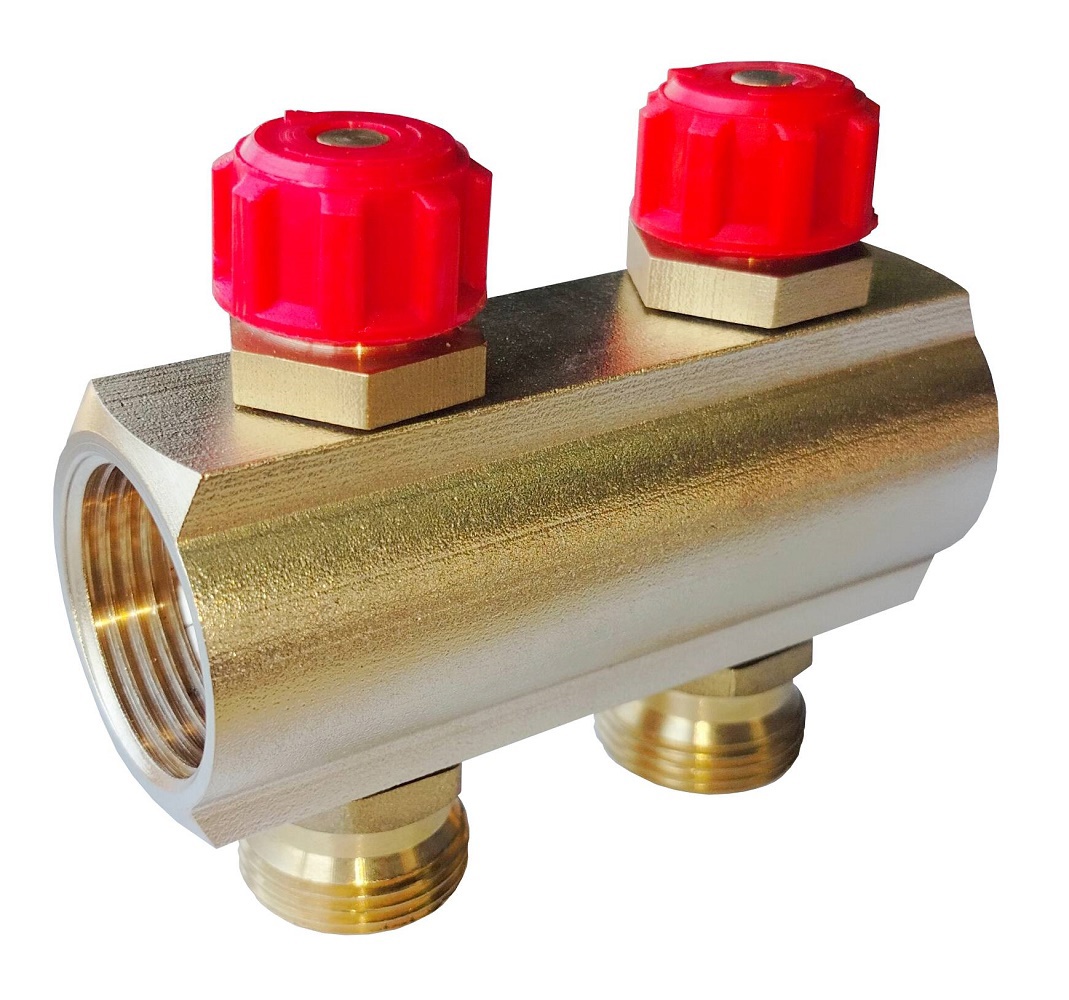 Изображение товара Коллектор распределительный Апогей 410414 1x3/4 евроконус 2 выхода латунь