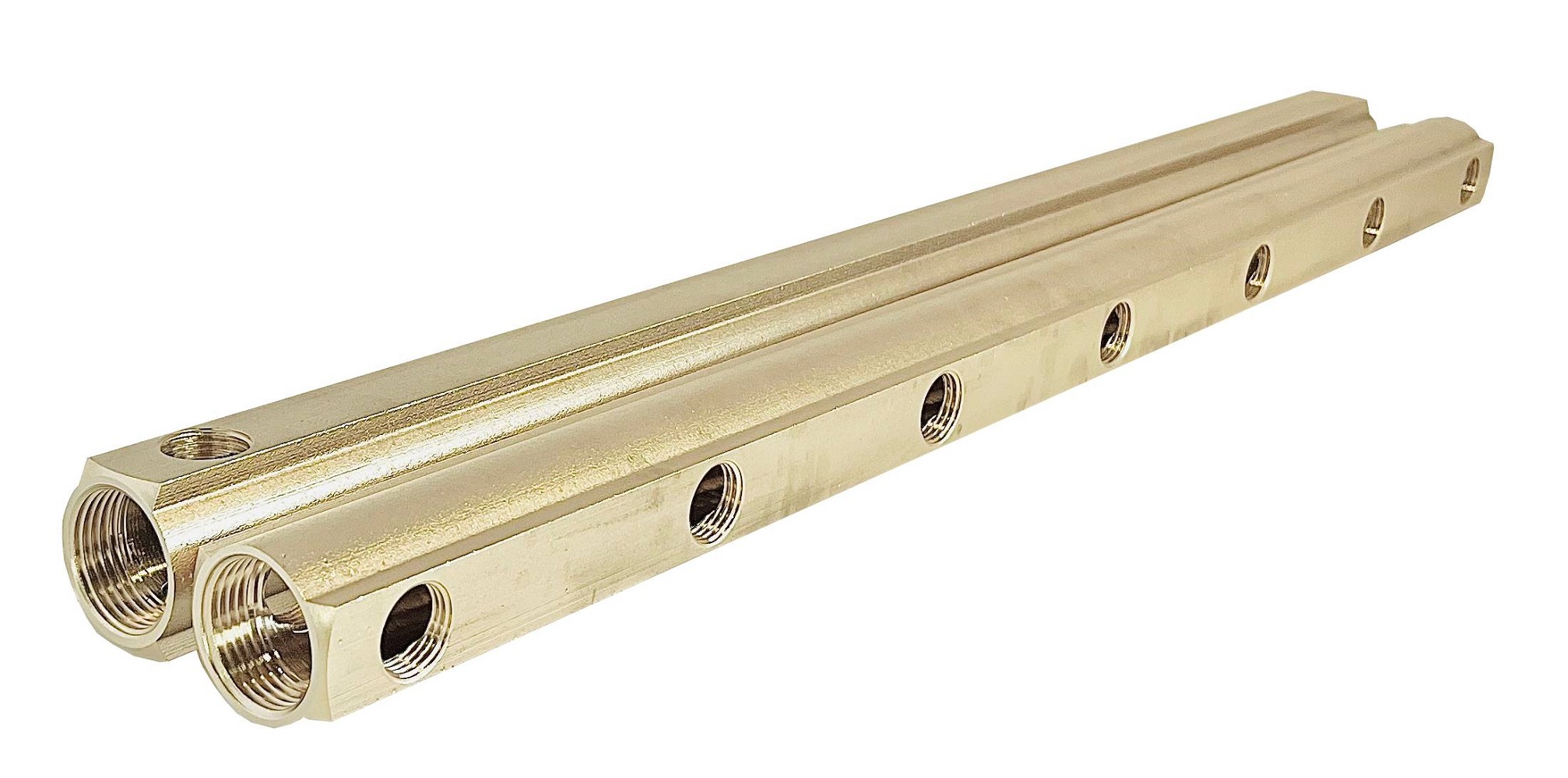 Изображение товара Коллектор распределительный Апогей 422065 1"x1/2" под плоское уплотнение 7 выходов латунь