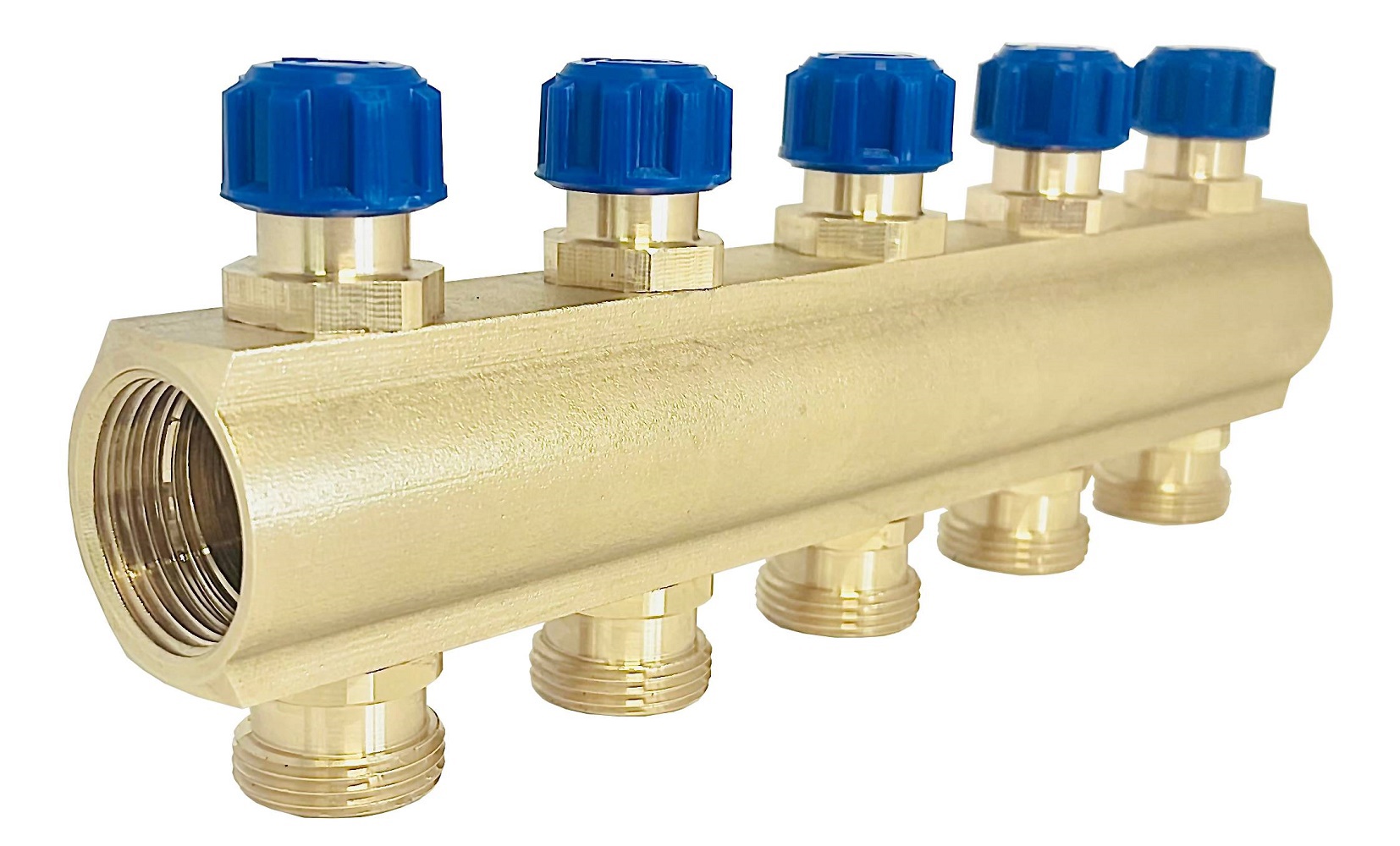 Изображение товара Коллектор распределительный Апогей 410429 1x3/4 евроконус с 5 выходами латунный