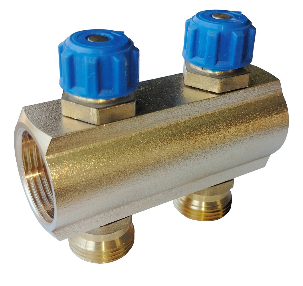 Изображение товара Коллектор распределительный Апогей 410426 1x3/4 евроконус 2 выхода латунь