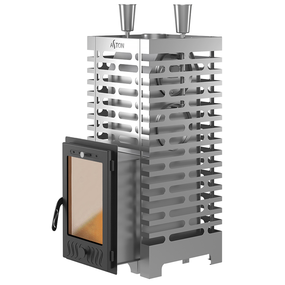 Изображение товара Печь банная дровяная ASTON 24 INOX для бани до 26 м³, сталь, серебристая