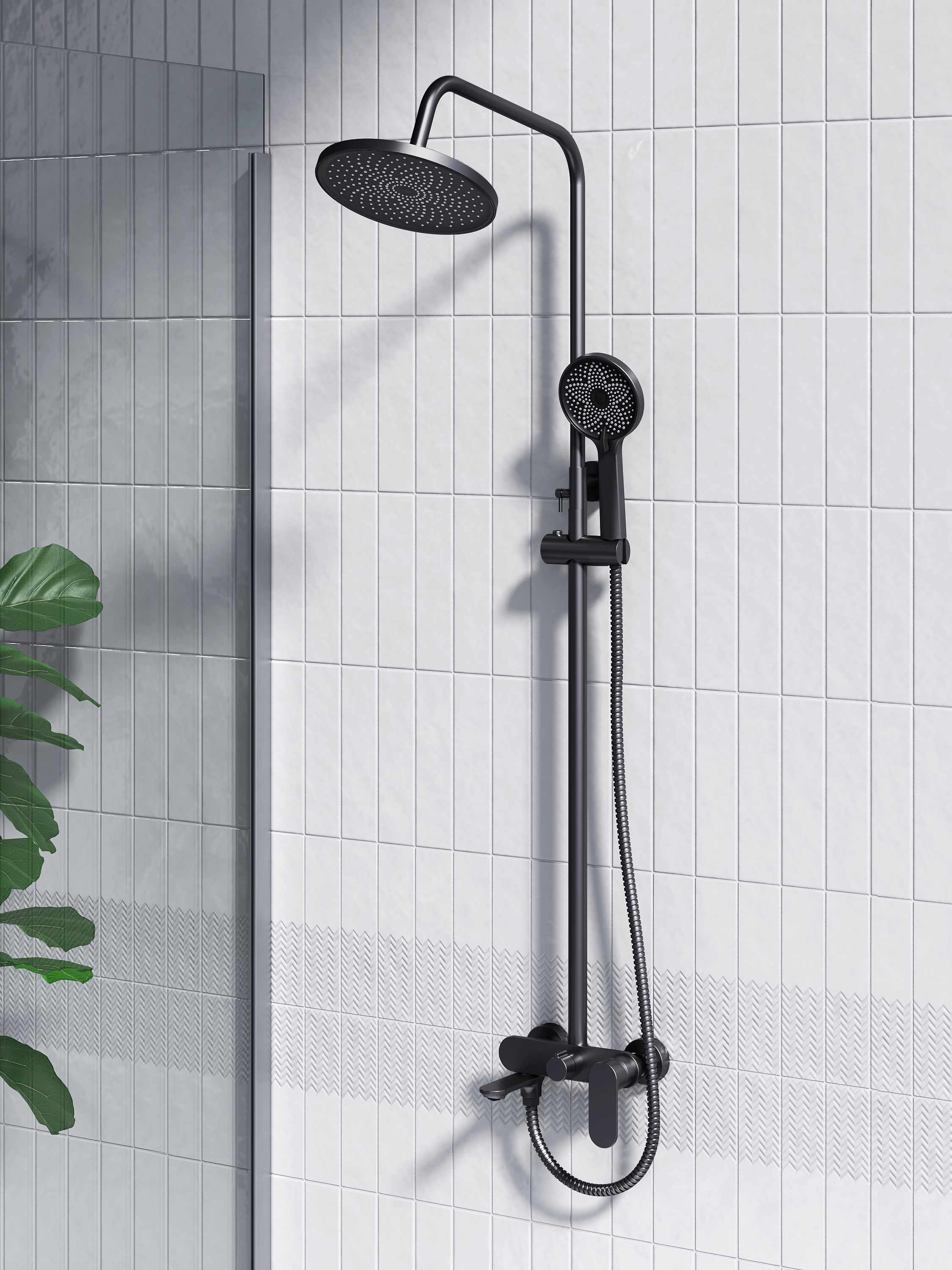 Изображение товара Душевая система Esko line EL_ST50Black со смесителем цвет черный Изображение товара Душевая система Esko line EL_ST50Black со смесителем цвет черный