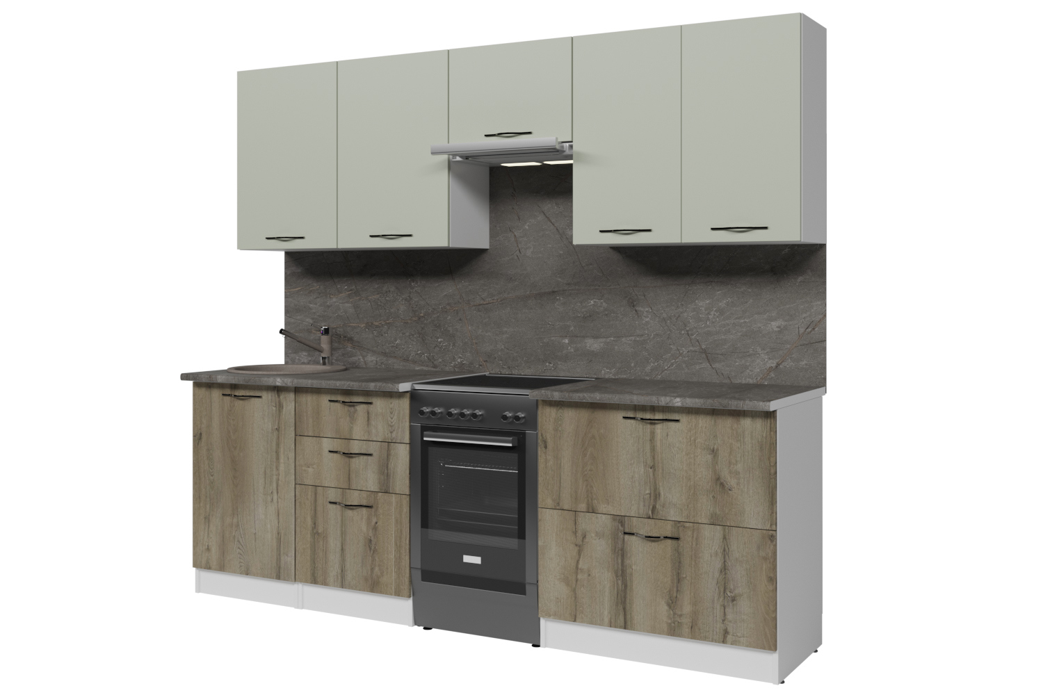 Изображение товара Кухонный гарнитур Мега /Анхель Gerda 230x217x60 см с декором из дуба