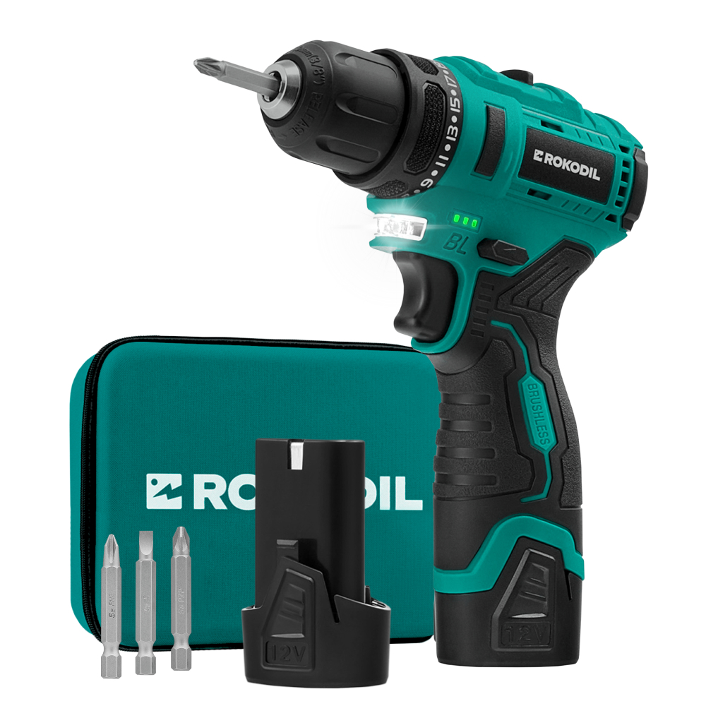 Изображение товара Аккумуляторный шуруповерт Rokodil Twist 2 Compact 12В 36Нм 2 АКБ гарантия 5 лет