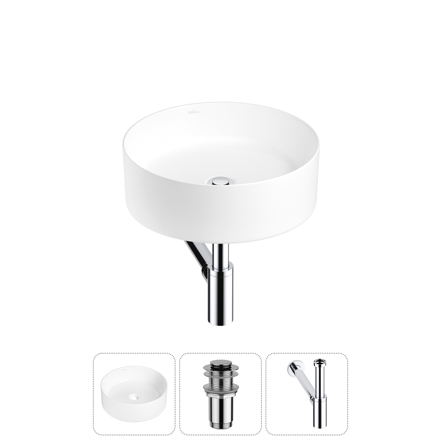 Изображение товара Раковина Wellsee belle spa 20212145R 38см цвет раковина 3 в 1: д/к, сифон