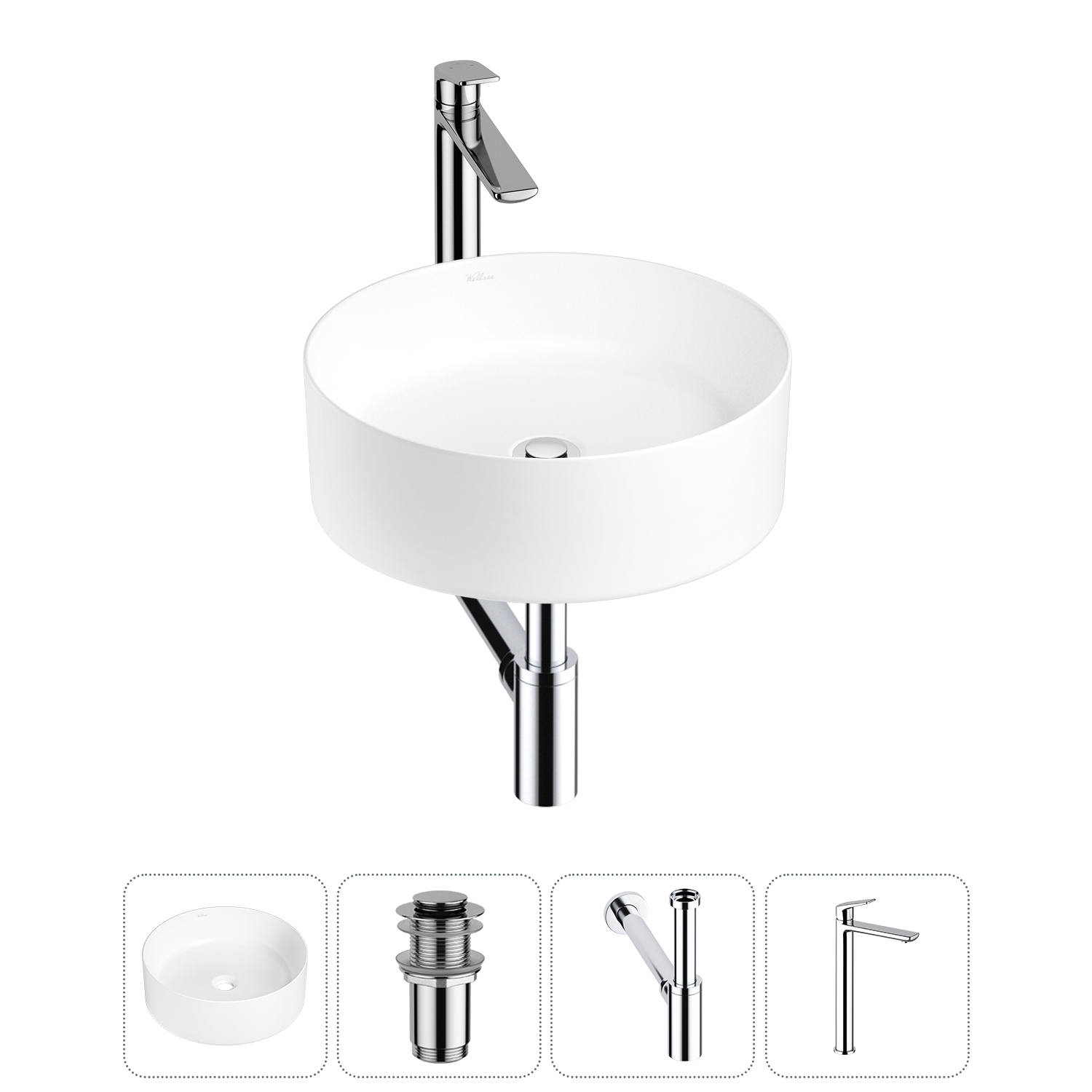 Изображение товара Раковина Wellsee Belle Spa 38 см 4 в 1 с сифон и смесителем Польша