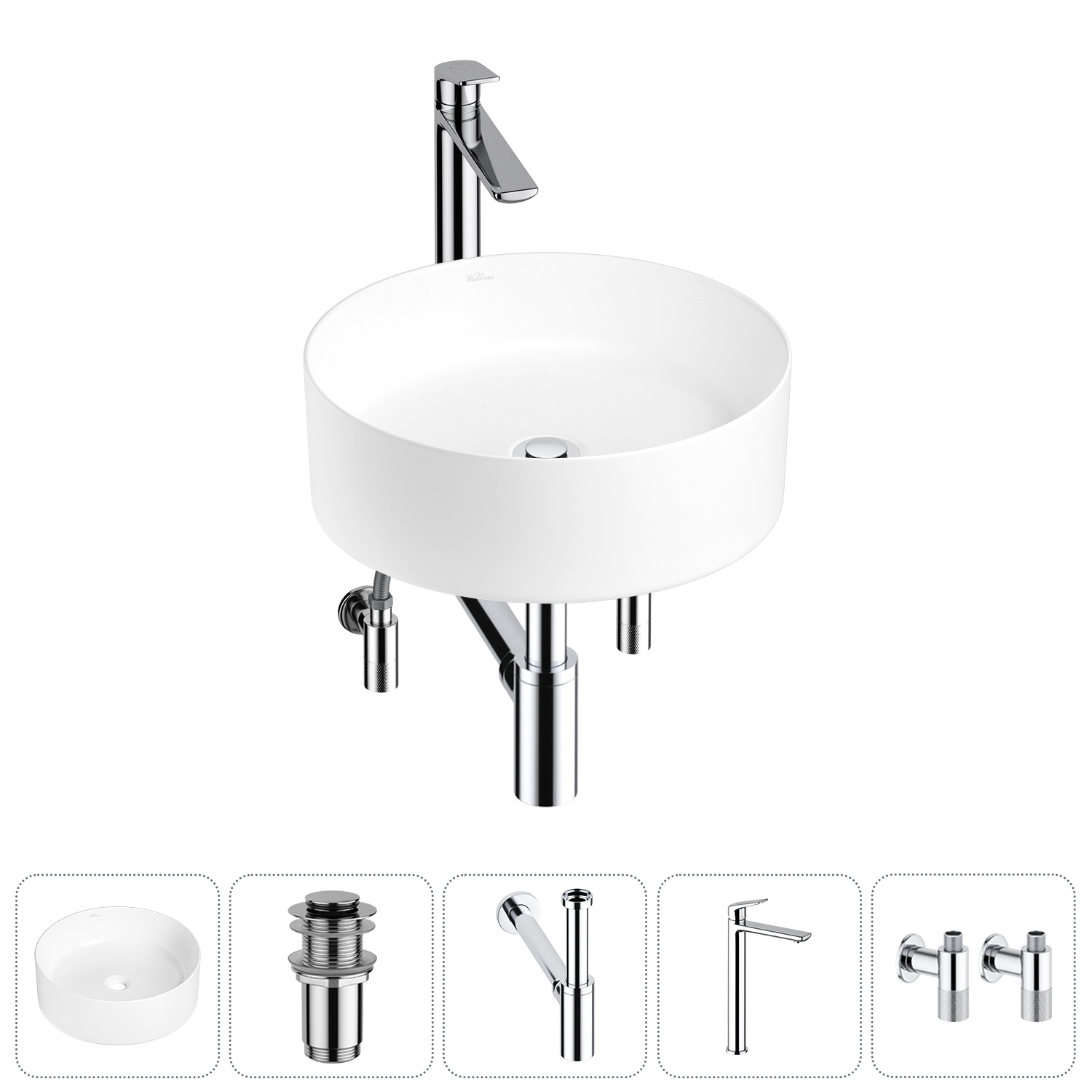 Изображение товара Раковина Wellsee Belle Spa 20212153R 38 см белая с комплектом монтажом