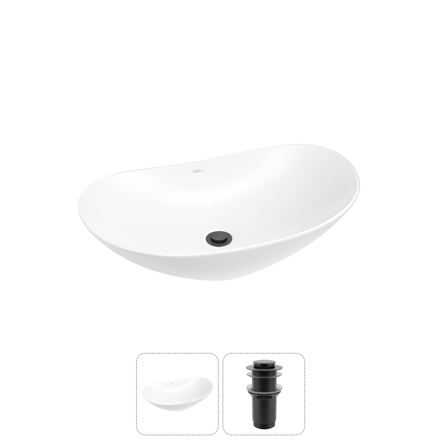 Изображение товара Раковина Wellsee Carefree Dove 20212282R 60 см белая овальная накладная