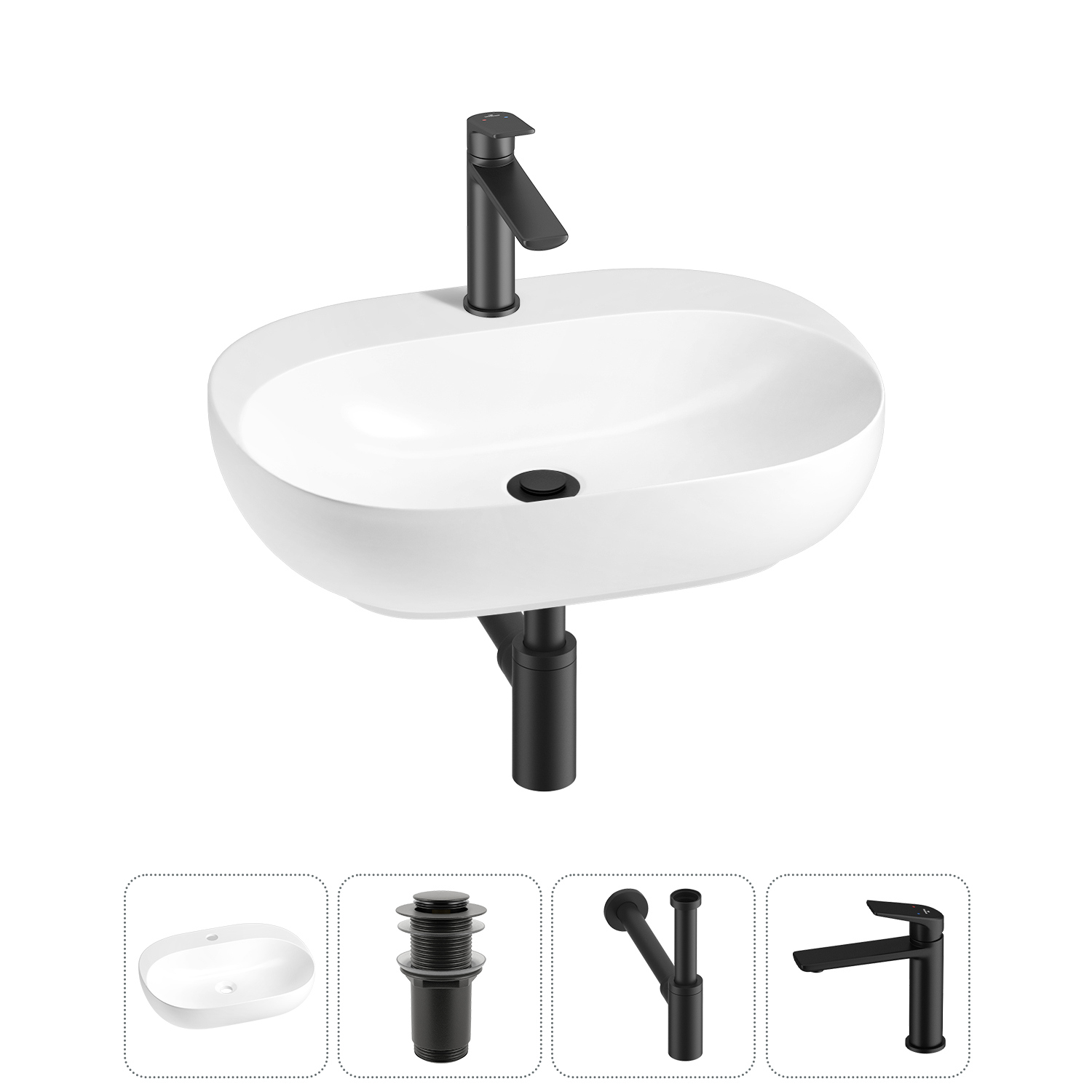 Изображение товара Раковина Wellsee pro line 20212430R 53 см с комплектом для ванной комнаты