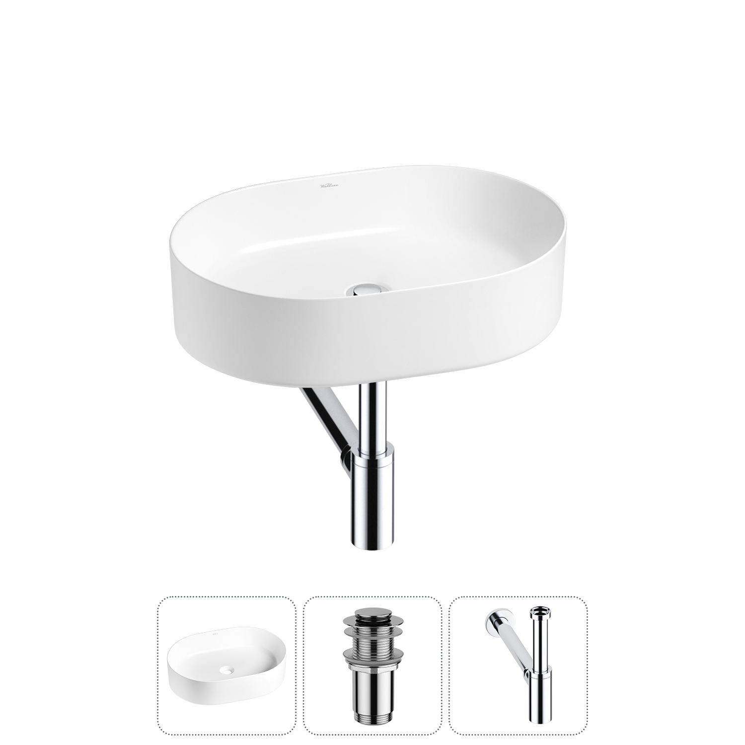 Изображение товара Раковина Wellsee Belle Spa 50 см 3 в 1 цвет белый глянцевый