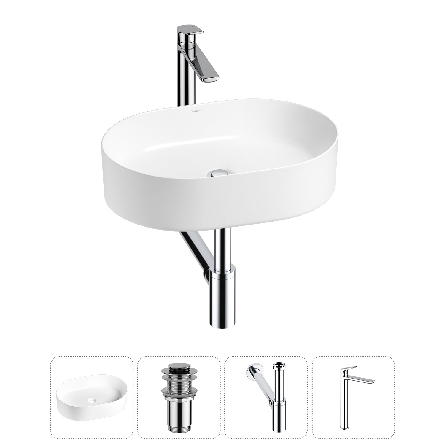 Изображение товара Раковина Wellsee belle spa 20212513R 50см 4 в 1 с сифон и смесителем