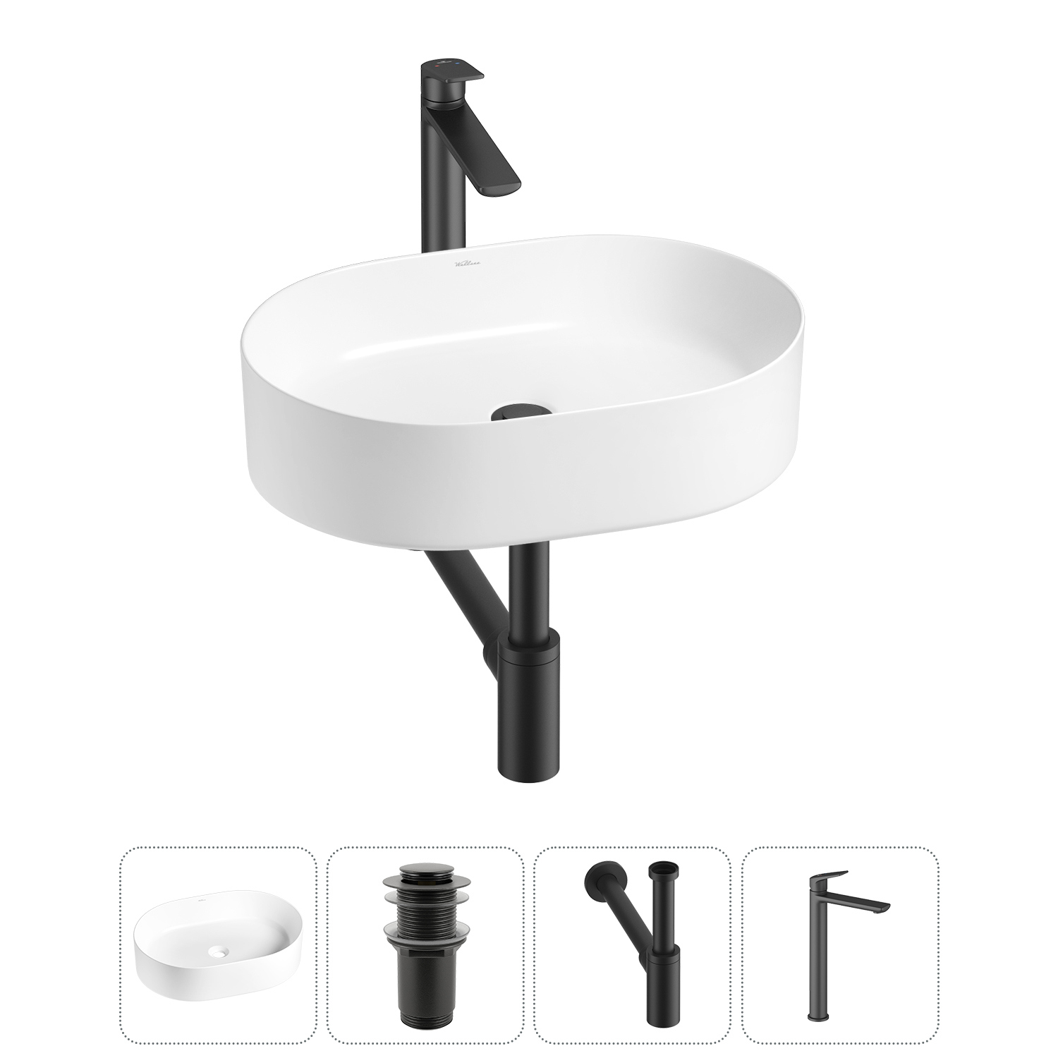 Изображение товара Раковина Wellsee Belle Spa 50 см 4 в 1 из RefCeram®, глянцевая белая