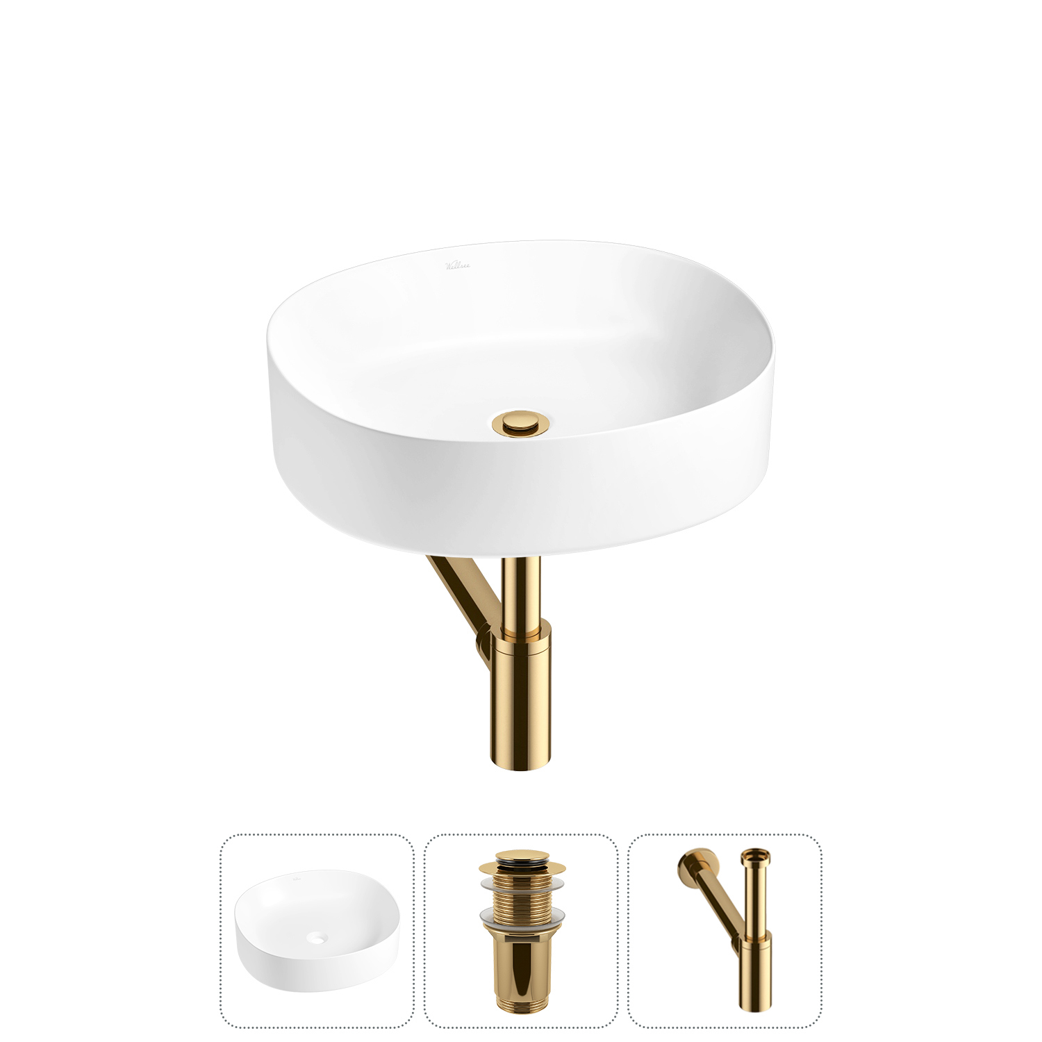 Изображение товара Раковина Wellsee belle spa 2.0 20212527R 45см цвет раковина 3 в 1: д/к, сифон