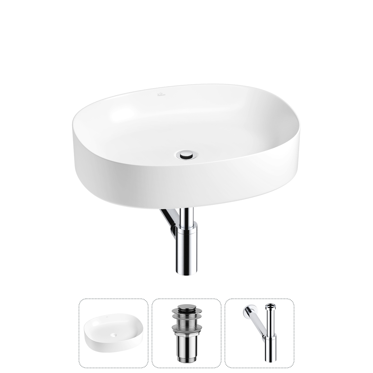 Изображение товара Раковина Wellsee belle spa 2.0 20212553R 55см цвет раковина 3 в 1: д/к, сифон