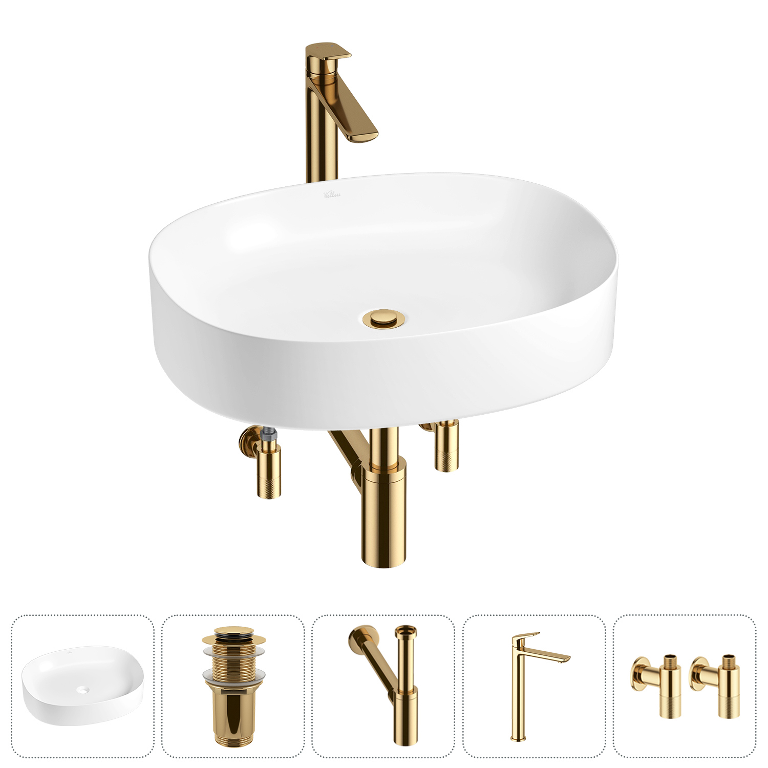 Изображение товара Раковина накладная Wellsee Belle Spa 2.0 55 см 5 в 1 комплект