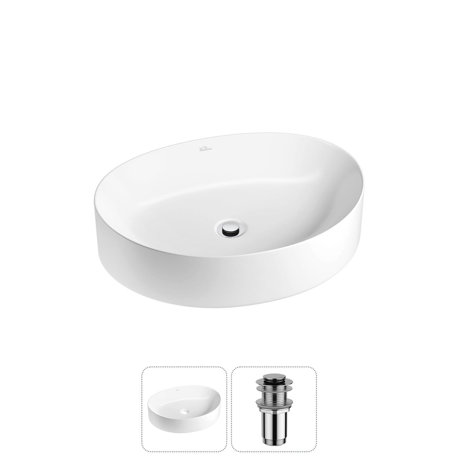 Изображение товара Раковина Wellsee Belle Spa 2.0 50 см глянцевая белая с донным клапаном