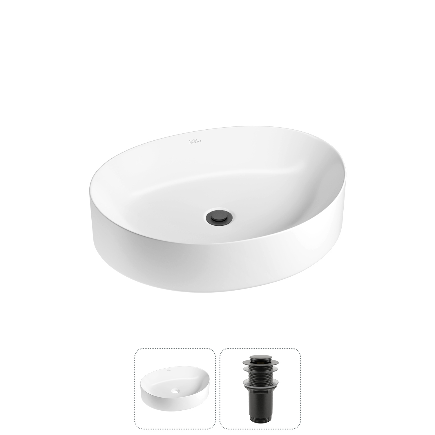Изображение товара Раковина Wellsee Belle Spa 2.0 50 см керамическая с донным клапаном белая
