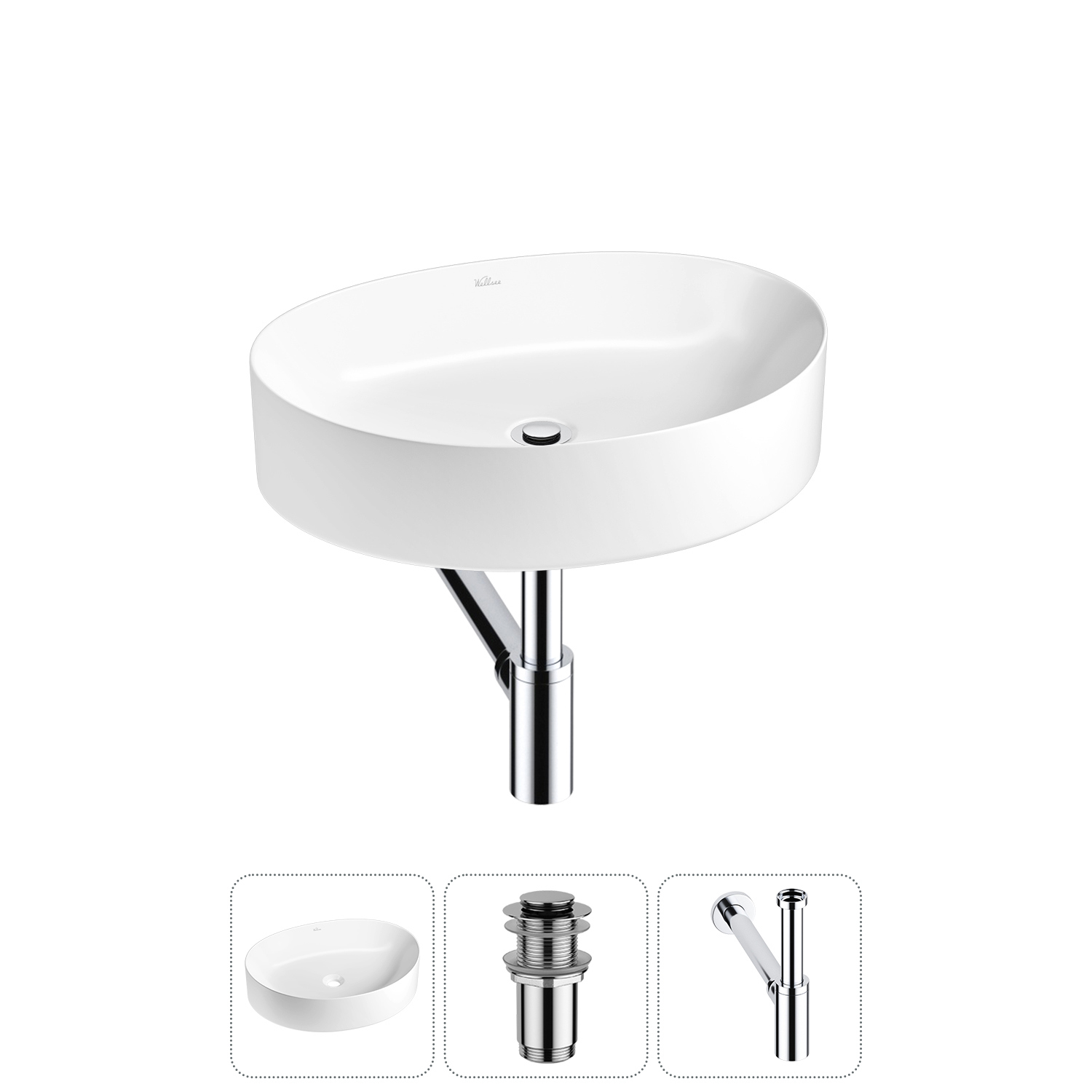 Изображение товара Раковина Wellsee belle spa 2.0 50 см керамическая с сифоном и донным клапаном