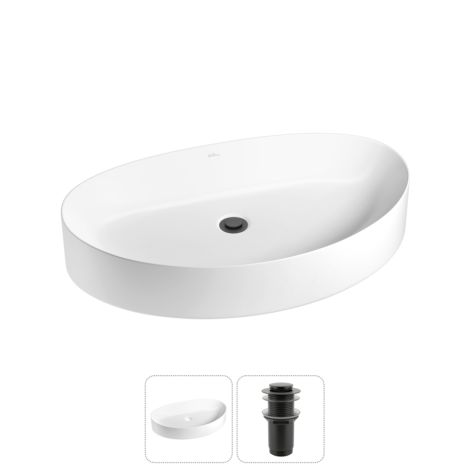 Изображение товара Раковина Wellsee Belle Spa 2.0 65 см белая с донным клапаном современной формы