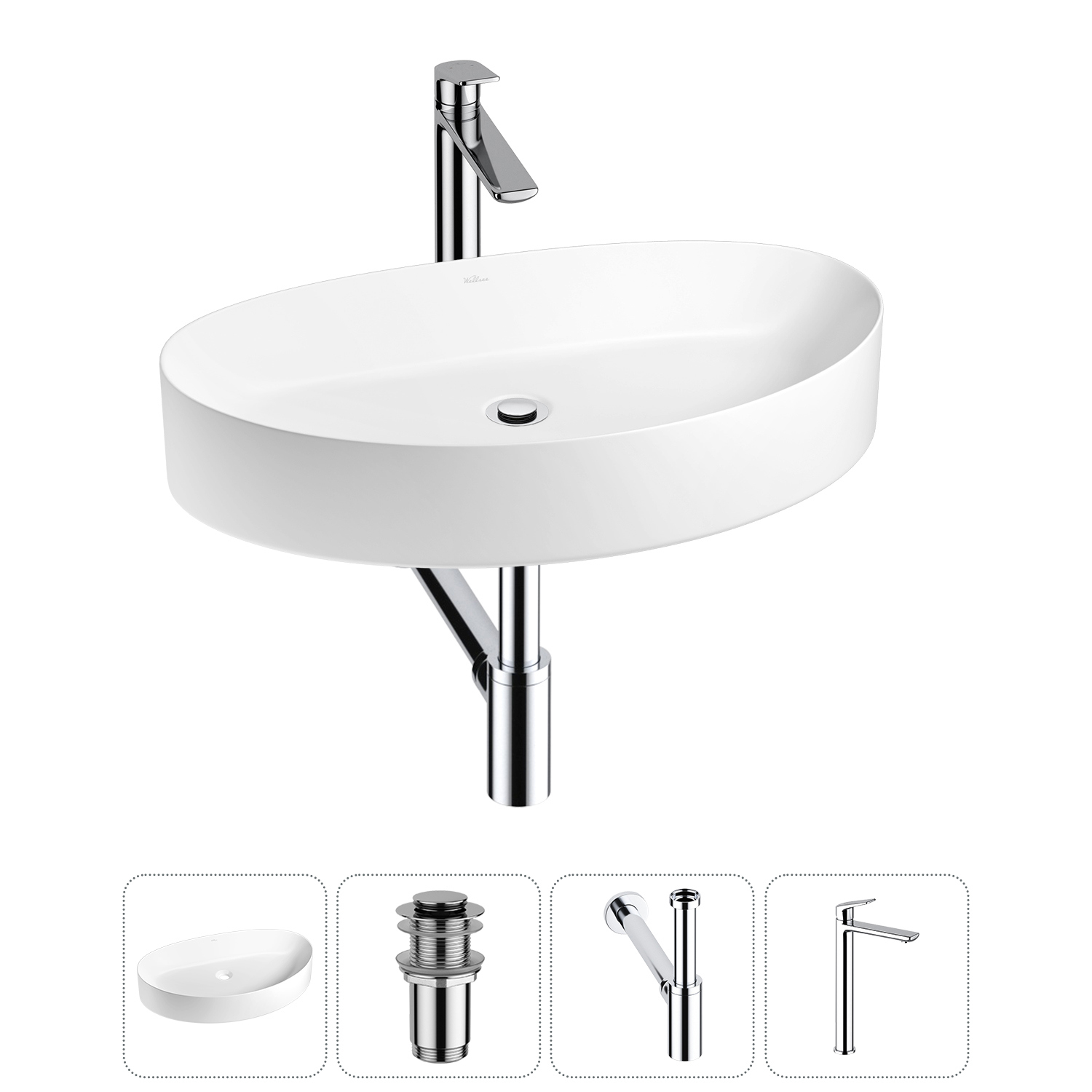 Изображение товара Раковина Wellsee belle spa 2.0 20212613R 65см цвет раковина 4 в 1: д/к, сифон, смеситель