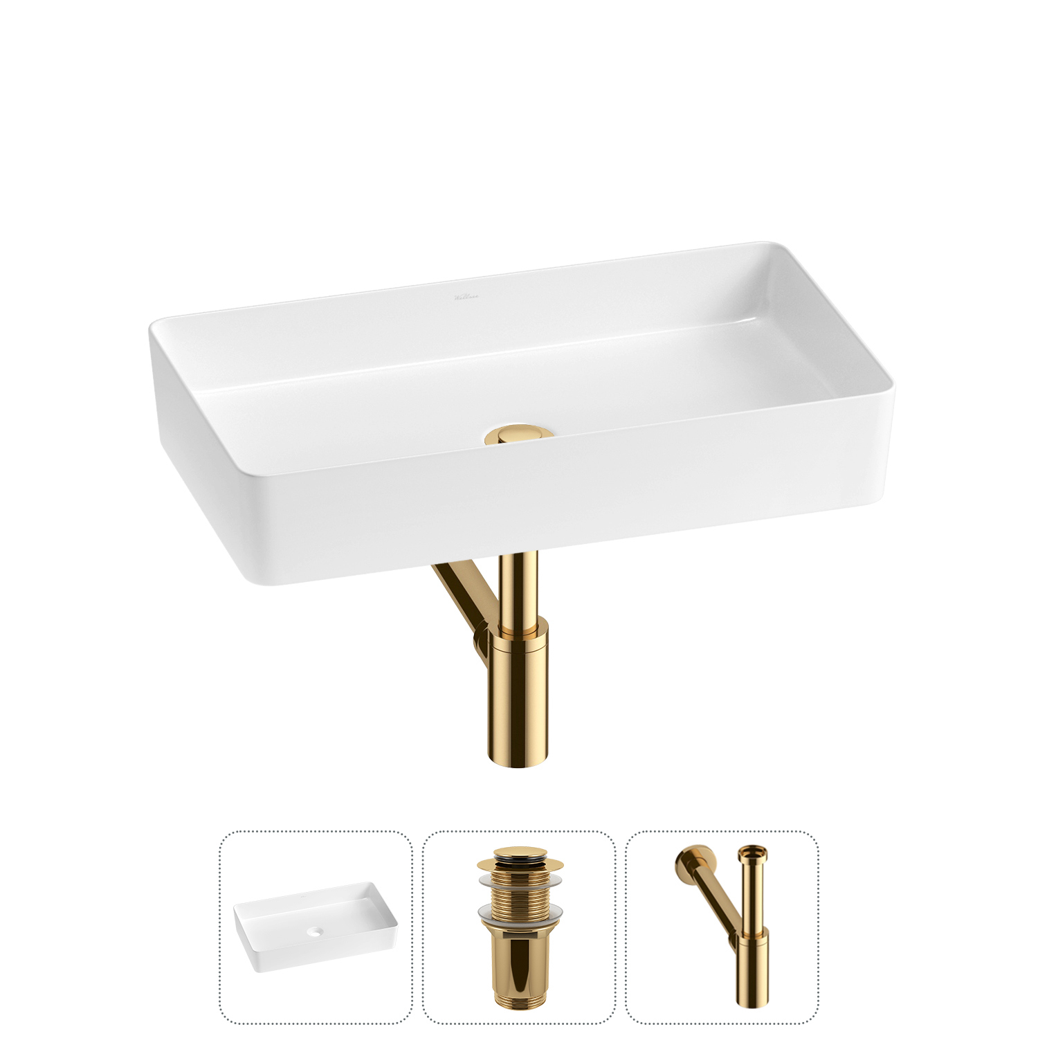 Изображение товара Раковина Wellsee freedom 2.0 20214541R 60см цвет раковина 3 в 1: д/к, сифон