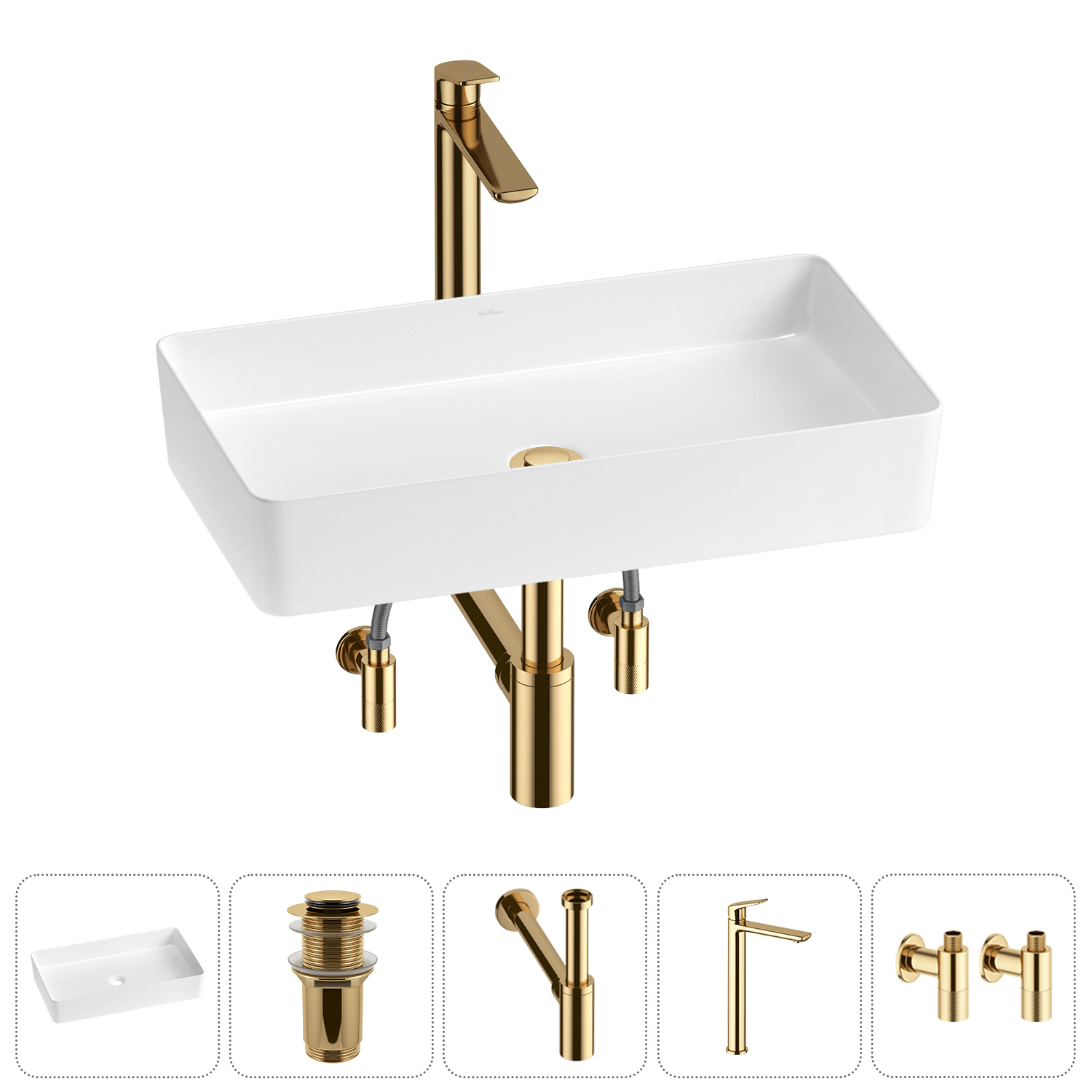 Изображение товара Стильная раковина Wellsee freedom 2.0 60 см для ванной белая с комплектом