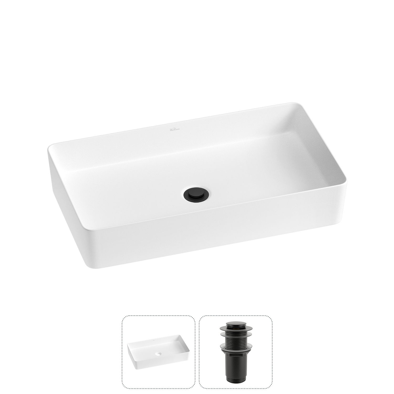 Изображение товара Раковина Wellsee Freedom 2.0 60 см керамическая с донным клапаном